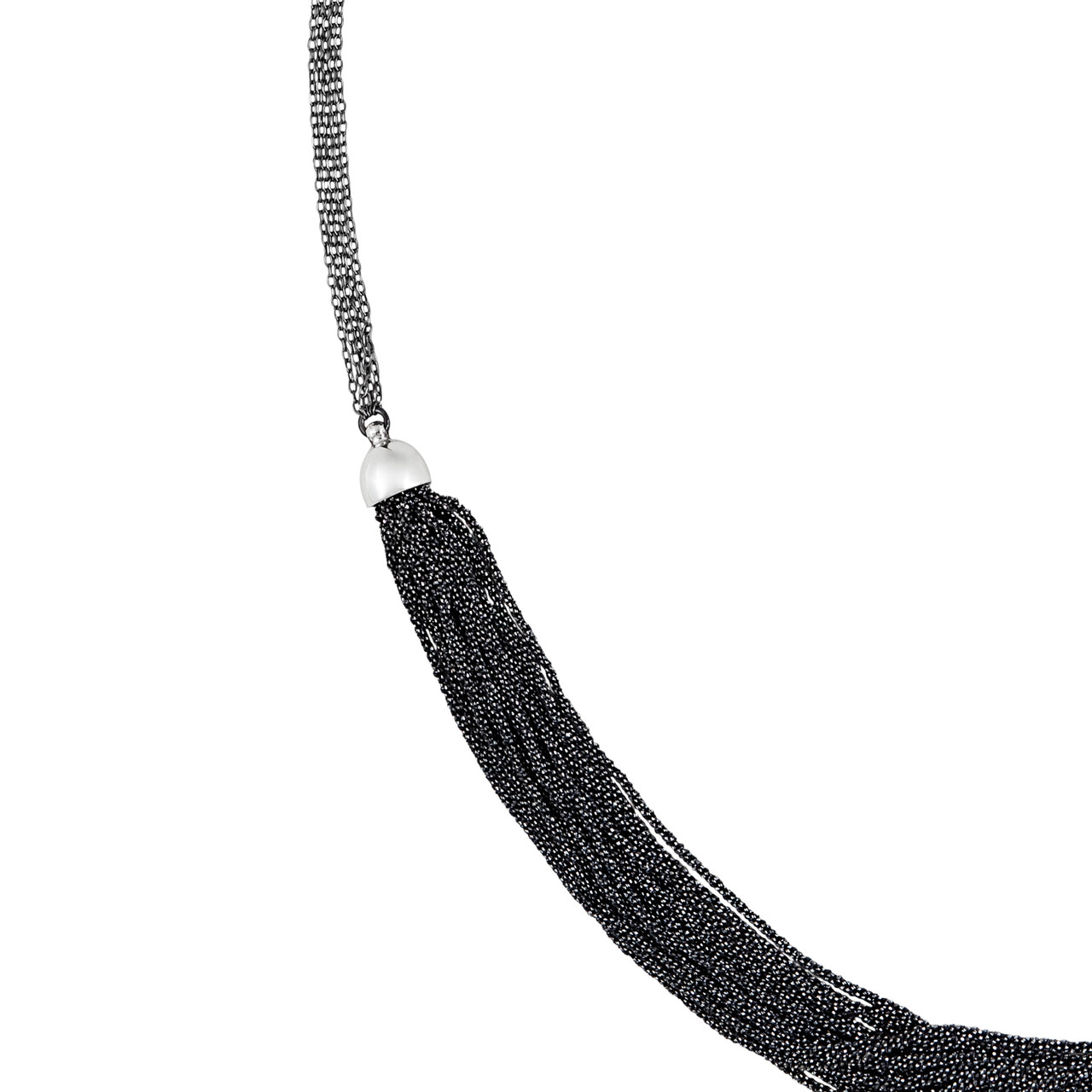 Tomfoolery, Rhodium Plated Silver Half Multi Chain Necklace, Lindenau