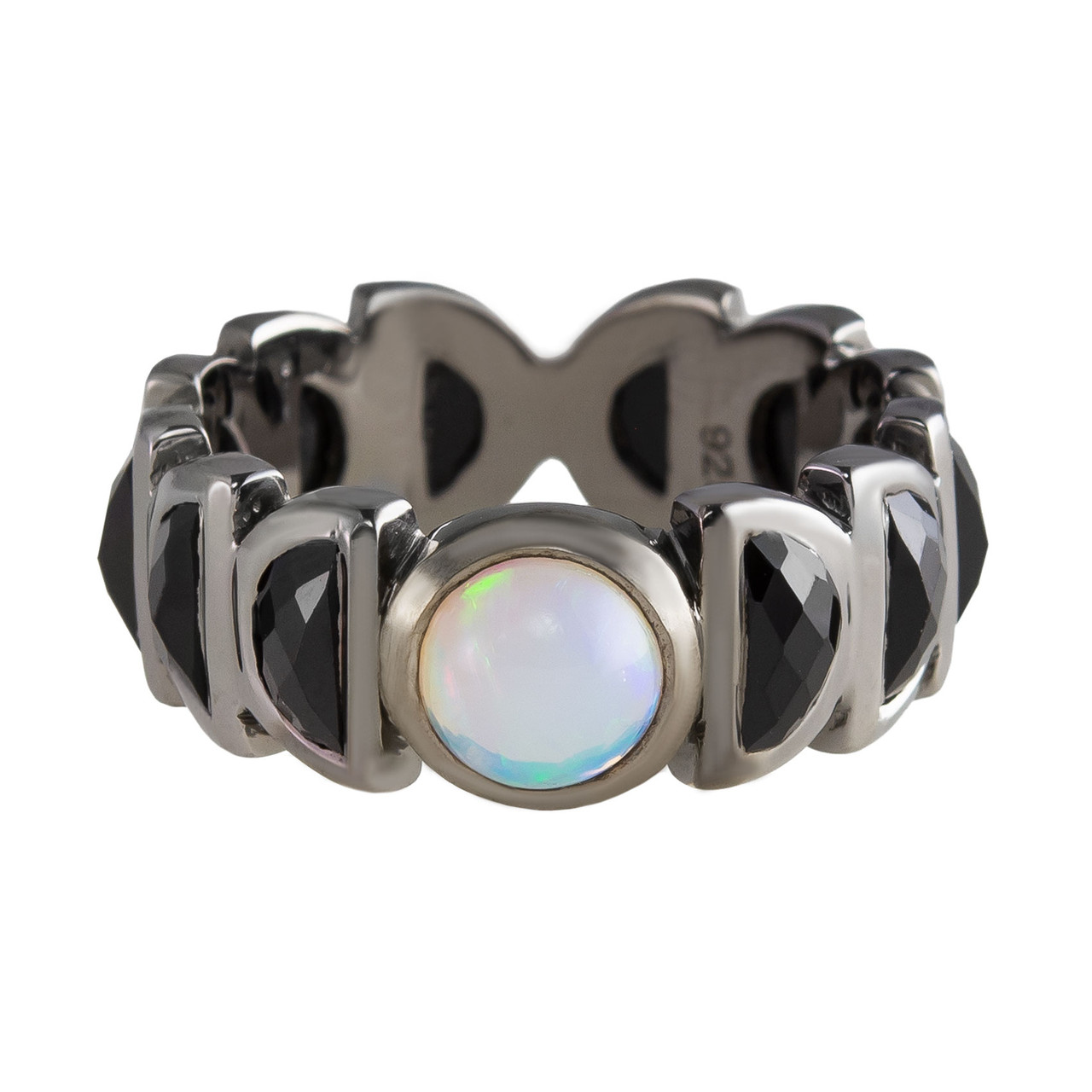 Ethiopian Opal & Black Spinel Luna Band Ring,  tomfoolery, Nak Armstrong