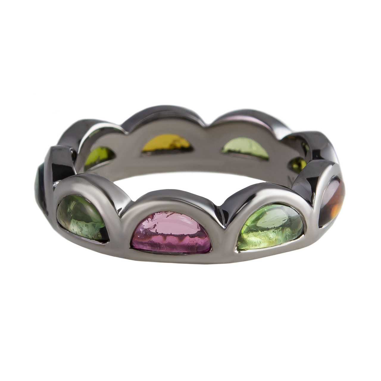 Multicoloured Tourmaline Scallop Band Ring, Nak Armstrong, tomfoolery