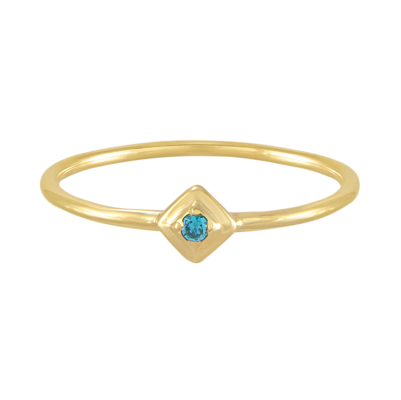 Tomfoolery; Gold Plated Petite Square Stacking Gem Ring, Everyday by Tomfoolery