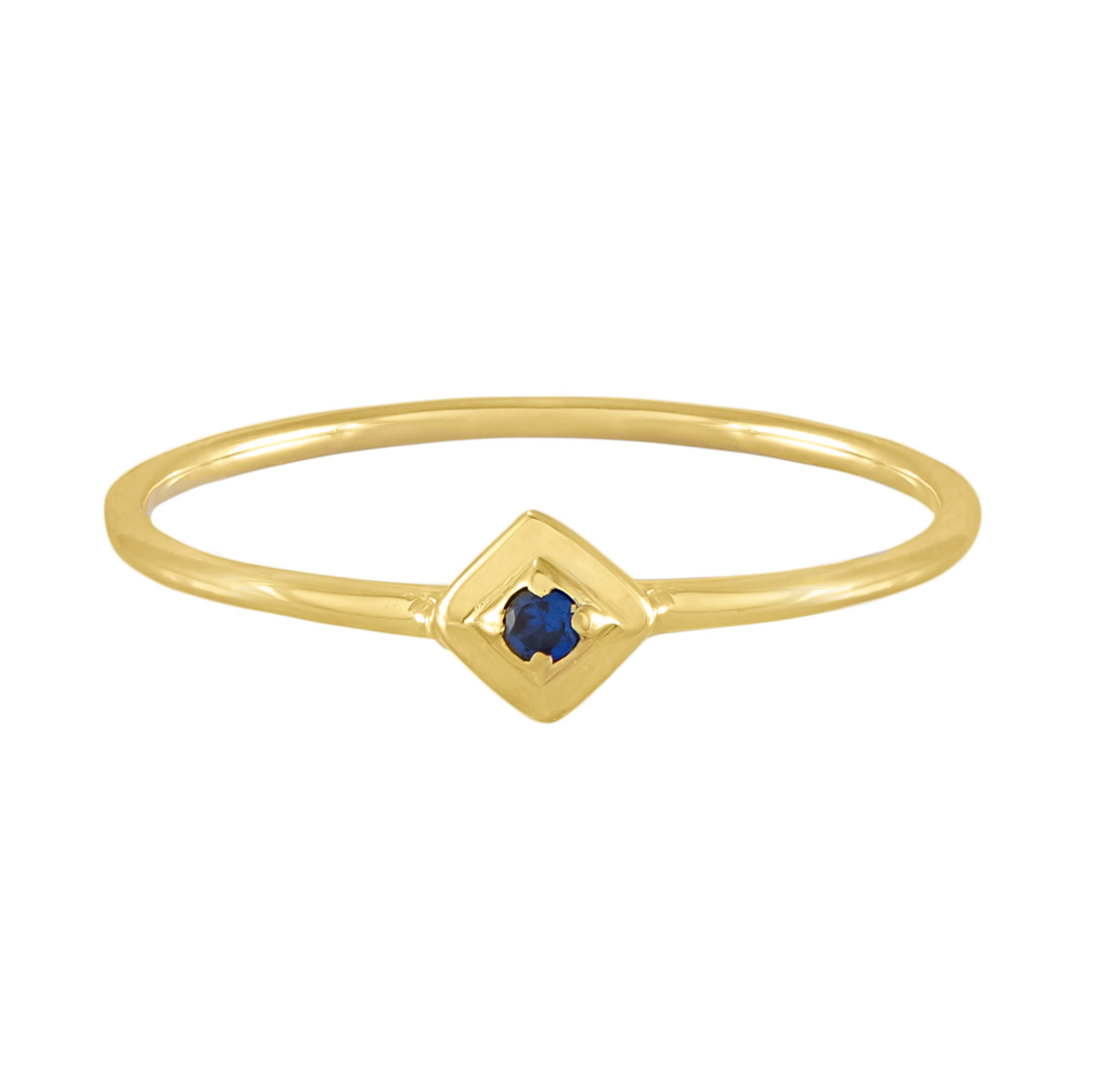 Tomfoolery; Gold Plated Petite Square Stacking Gem Ring, Everyday by Tomfoolery