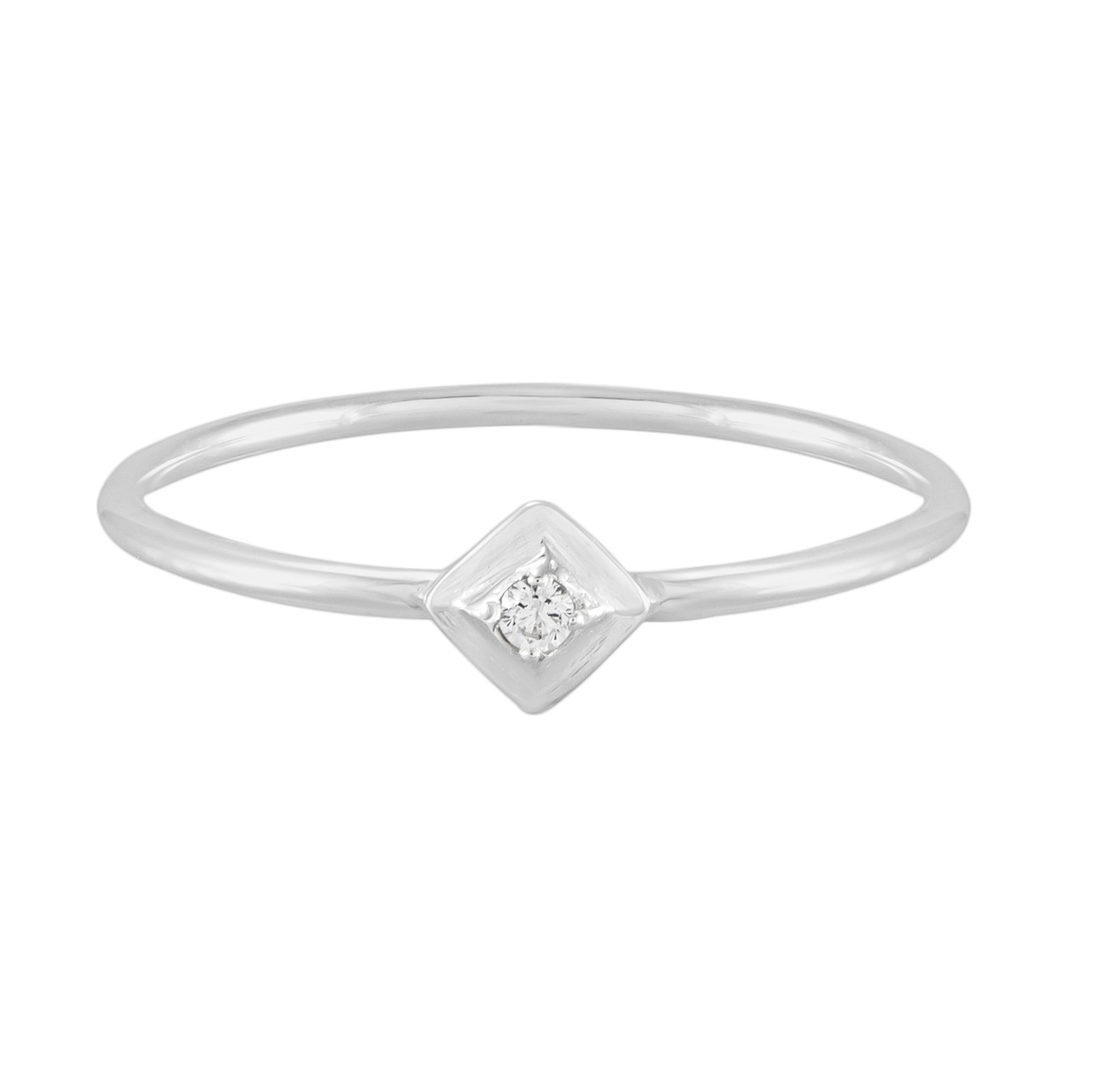 tomfoolery, Silver Petite Square Stacking Gem Ring, Everyday by tomfoolery