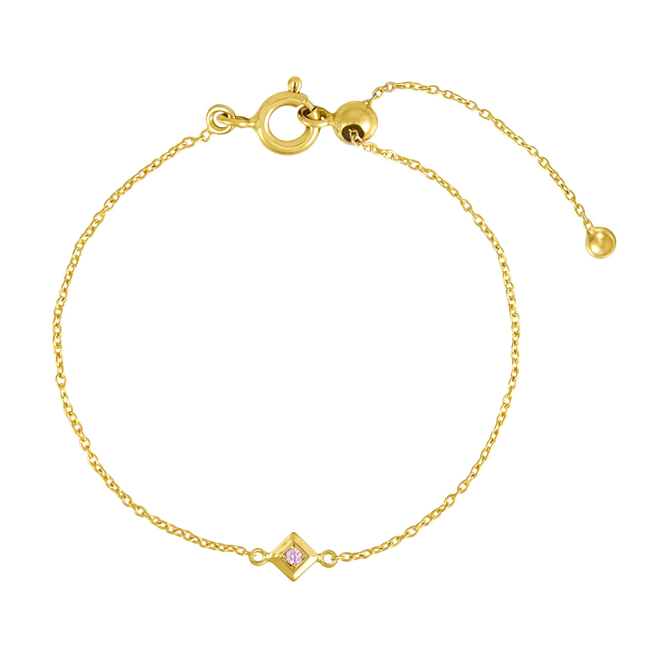 tomfoolery, Gold Plated Petite Square Gem Bracelet, Everyday by tomfoolery