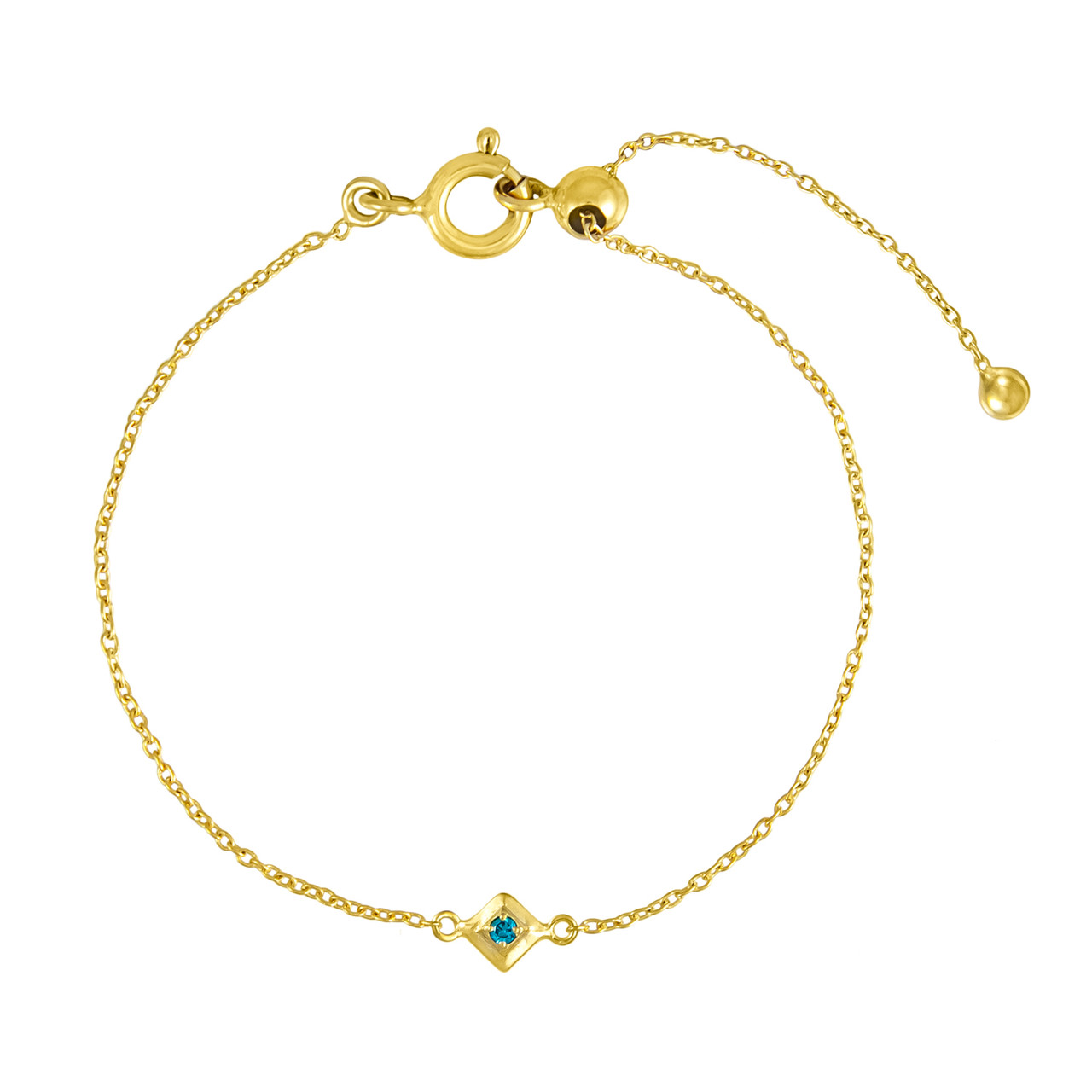 tomfoolery, Gold Plated Petite Square Gem Bracelet, Everyday by tomfoolery