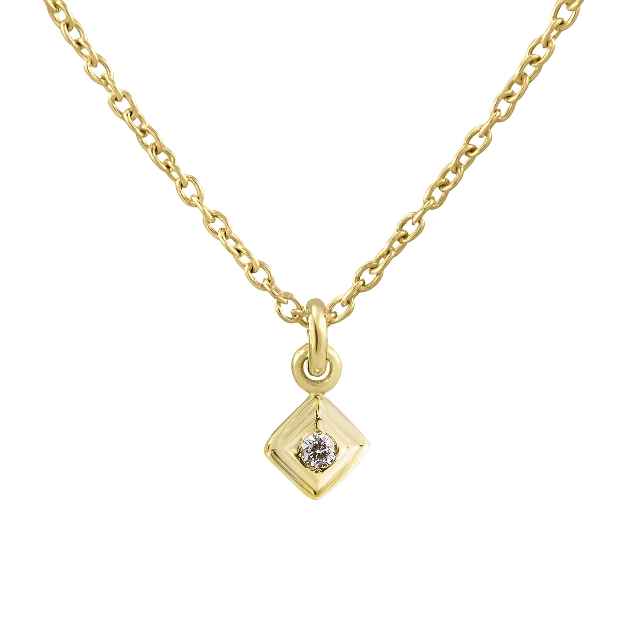 tomfoolery, Gold Plated Petite Square Gem Pendant, Everyday by tomfoolery