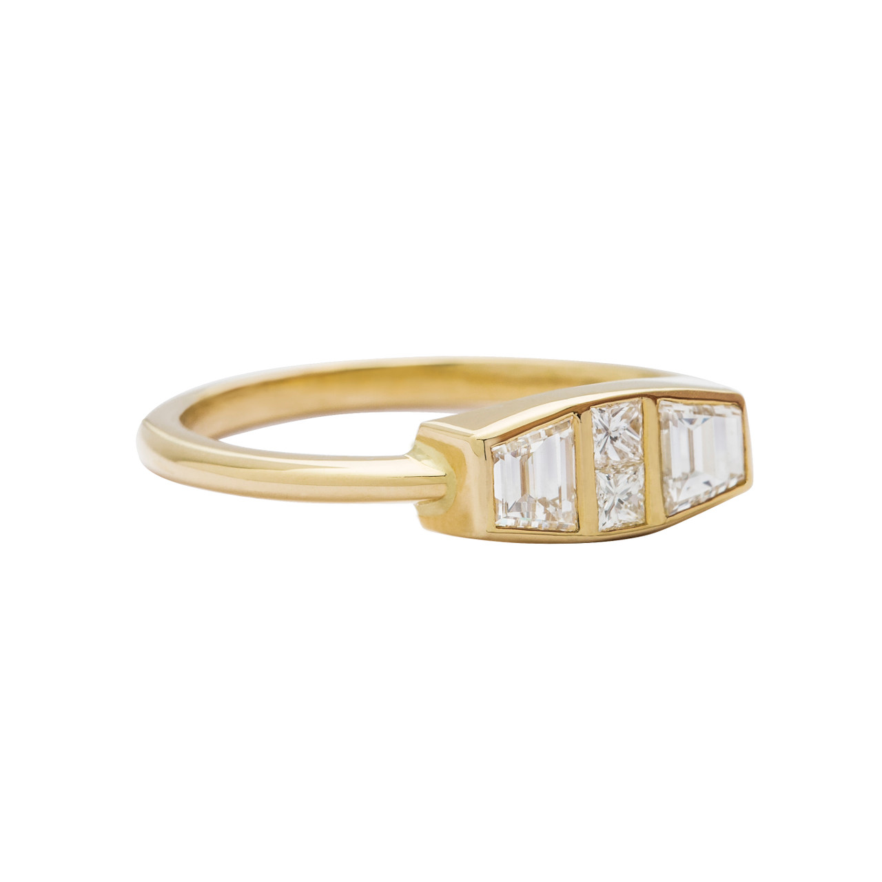 18ct Yellow Gold Diamond Trapezoid Maze Ring - Tomfoolery London