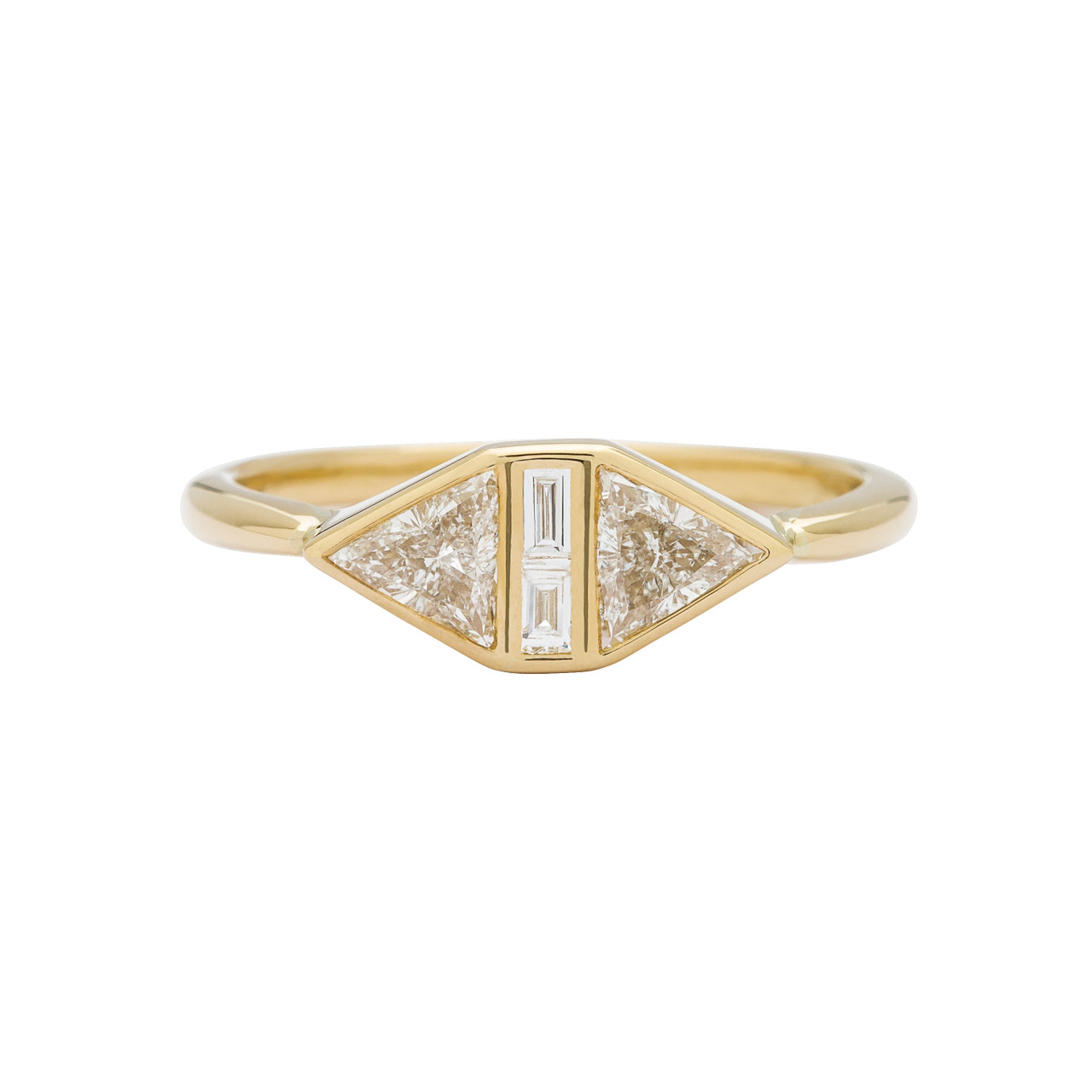 Muse by tomfoolery, 18ct Yellow Gold Diamond Trillion Maze Ring, tomfoolery