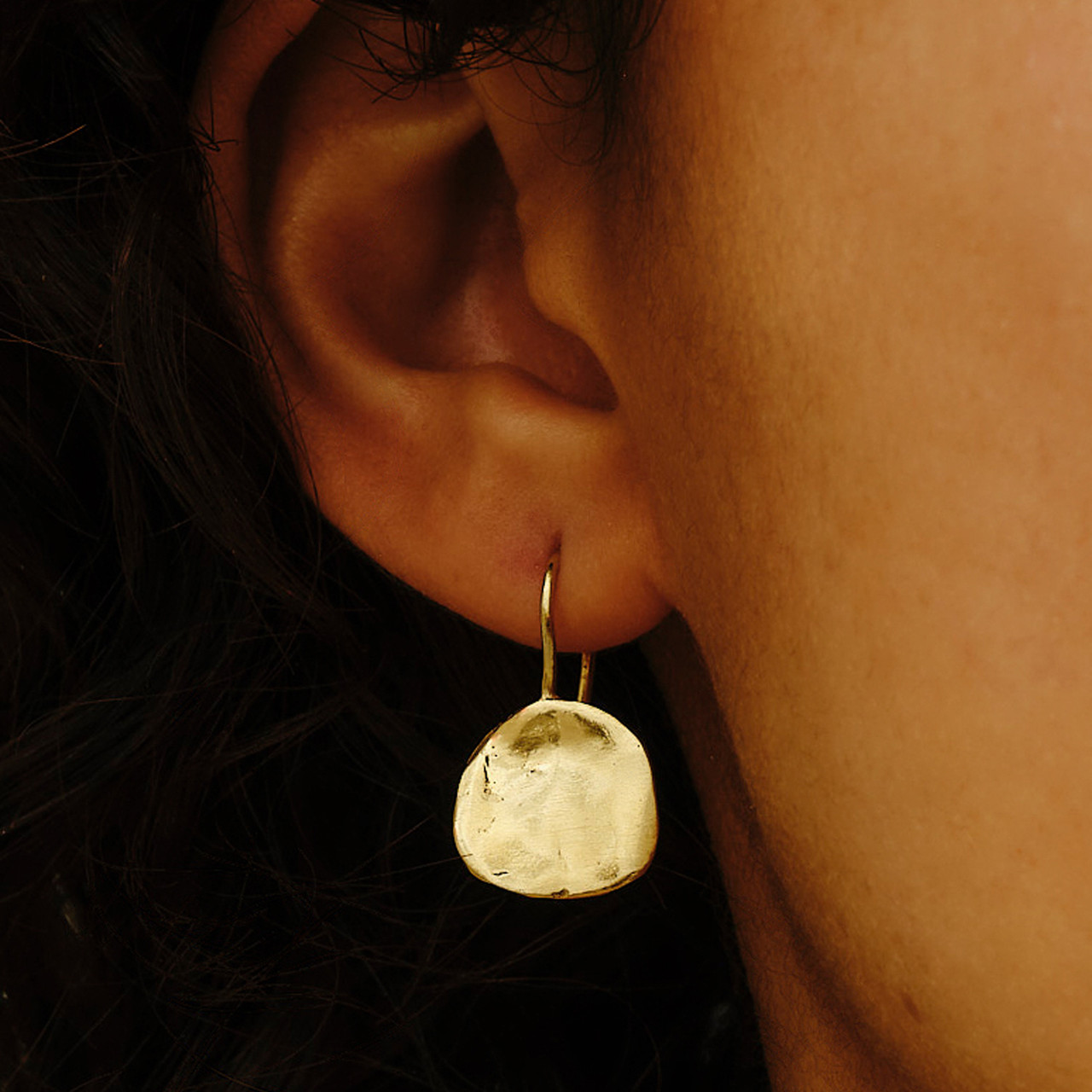 Tomfoolery, Medium Gold Ibiza Disc Earrings, Karen Hallam