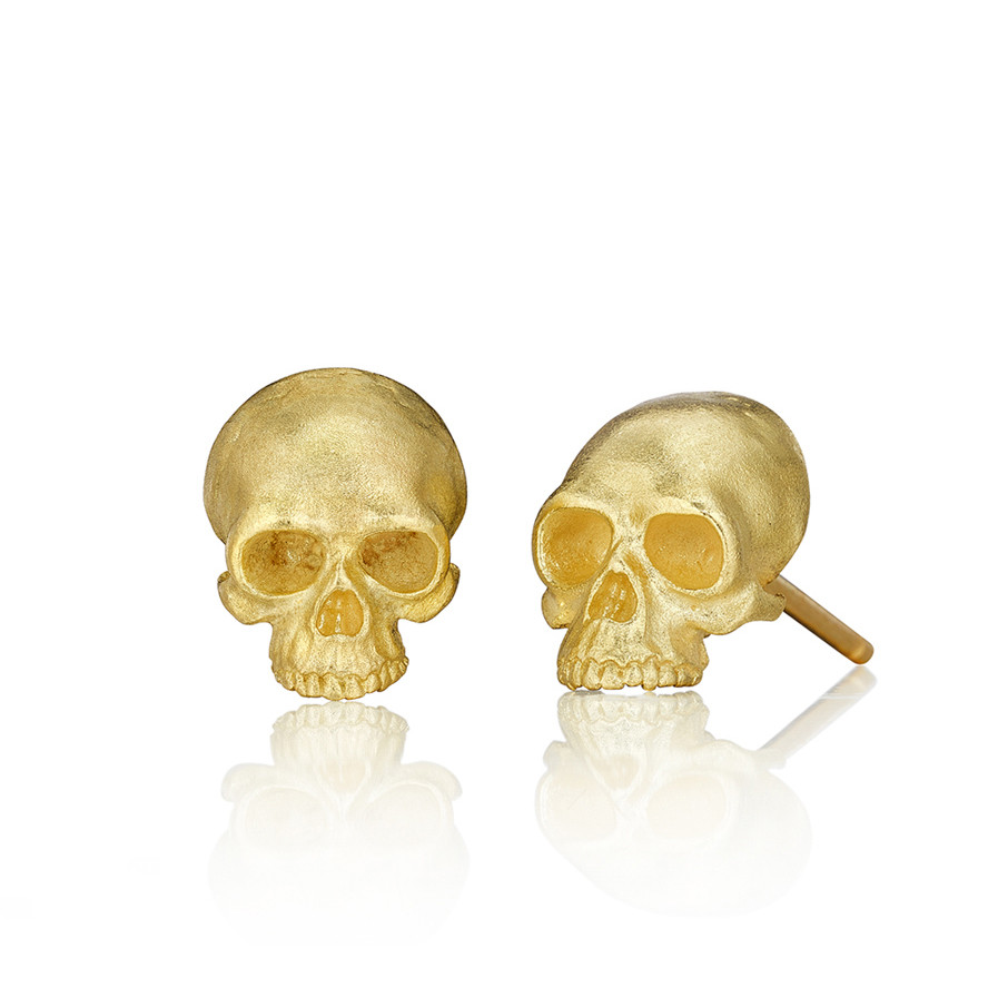 Tiny Skull Stud Earrings by Anthony Lent, shop online at tomfoolery London | www.tomfoolerylondon.co.uk