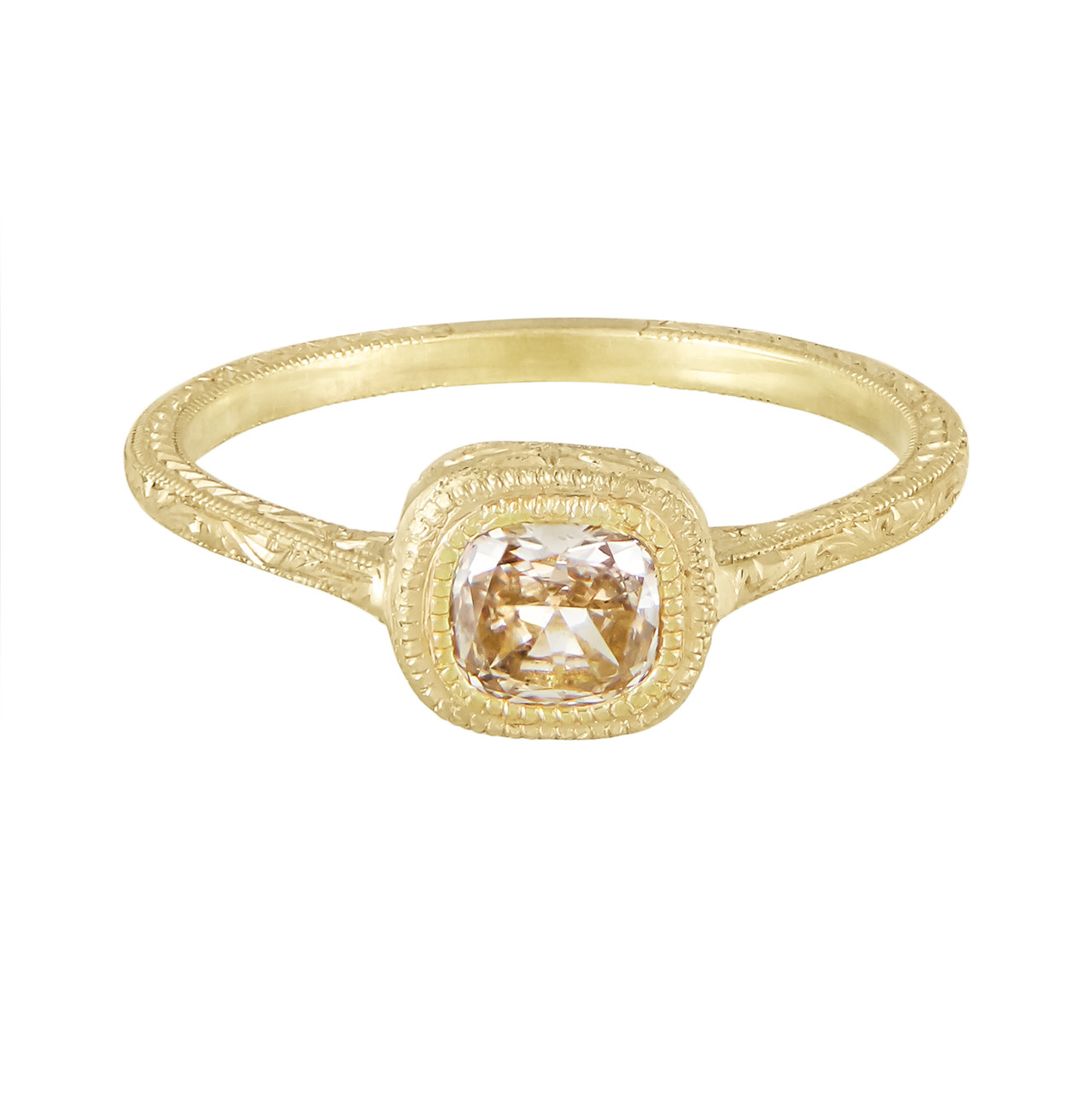 Diana Mitchell, tomfoolery, Engraved Cathedral Ring With Champagne Diamond