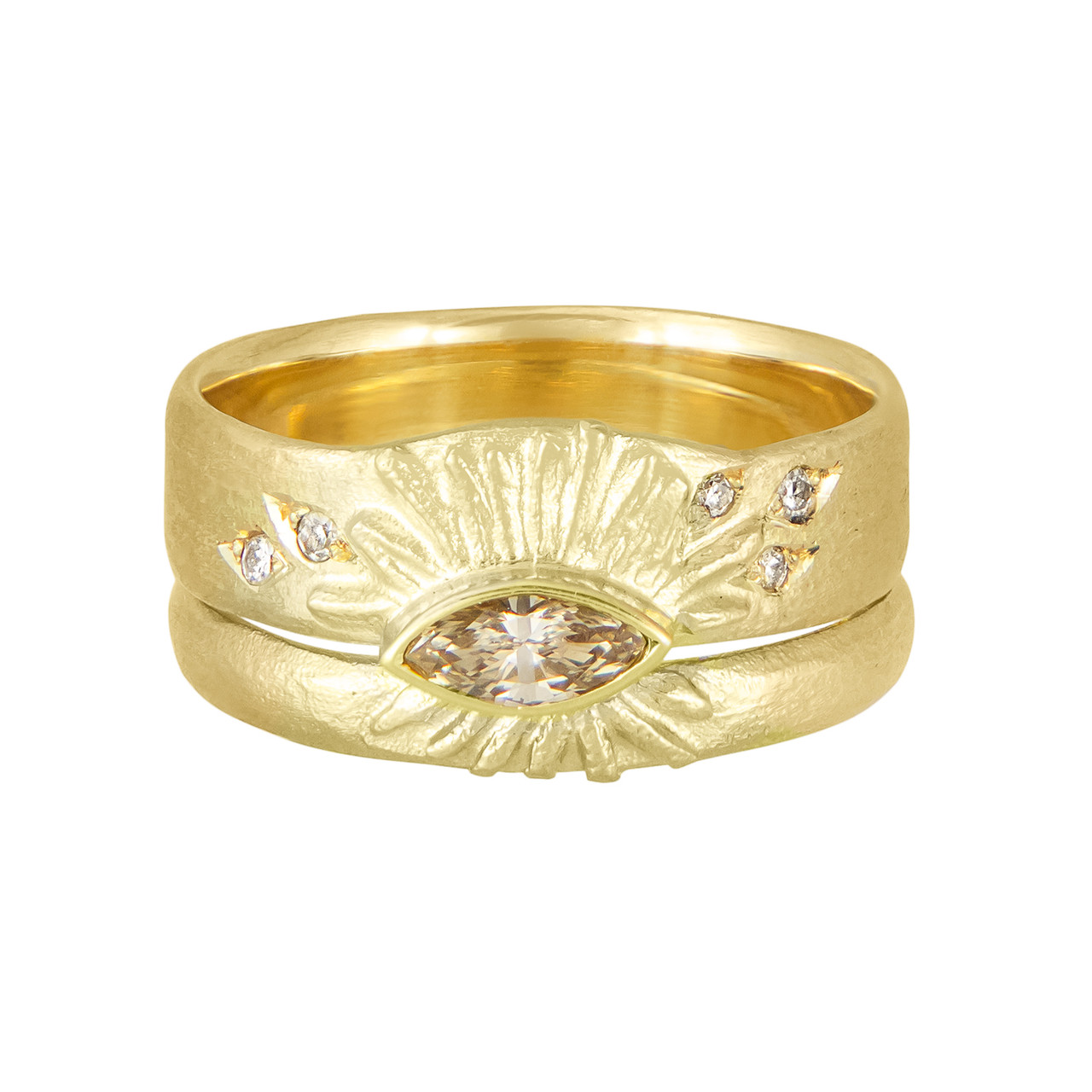 Claire Macfarlane, 18ct Yellow Gold Sun Ray Band Ring, Tomfoolery London