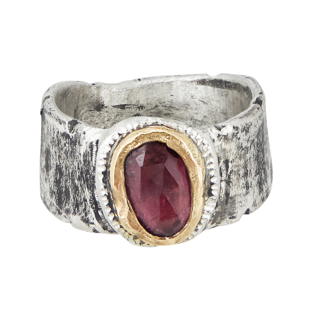 Tomfoolery, Silver & Pink Tourmaline Wide Band Ring, Franny E