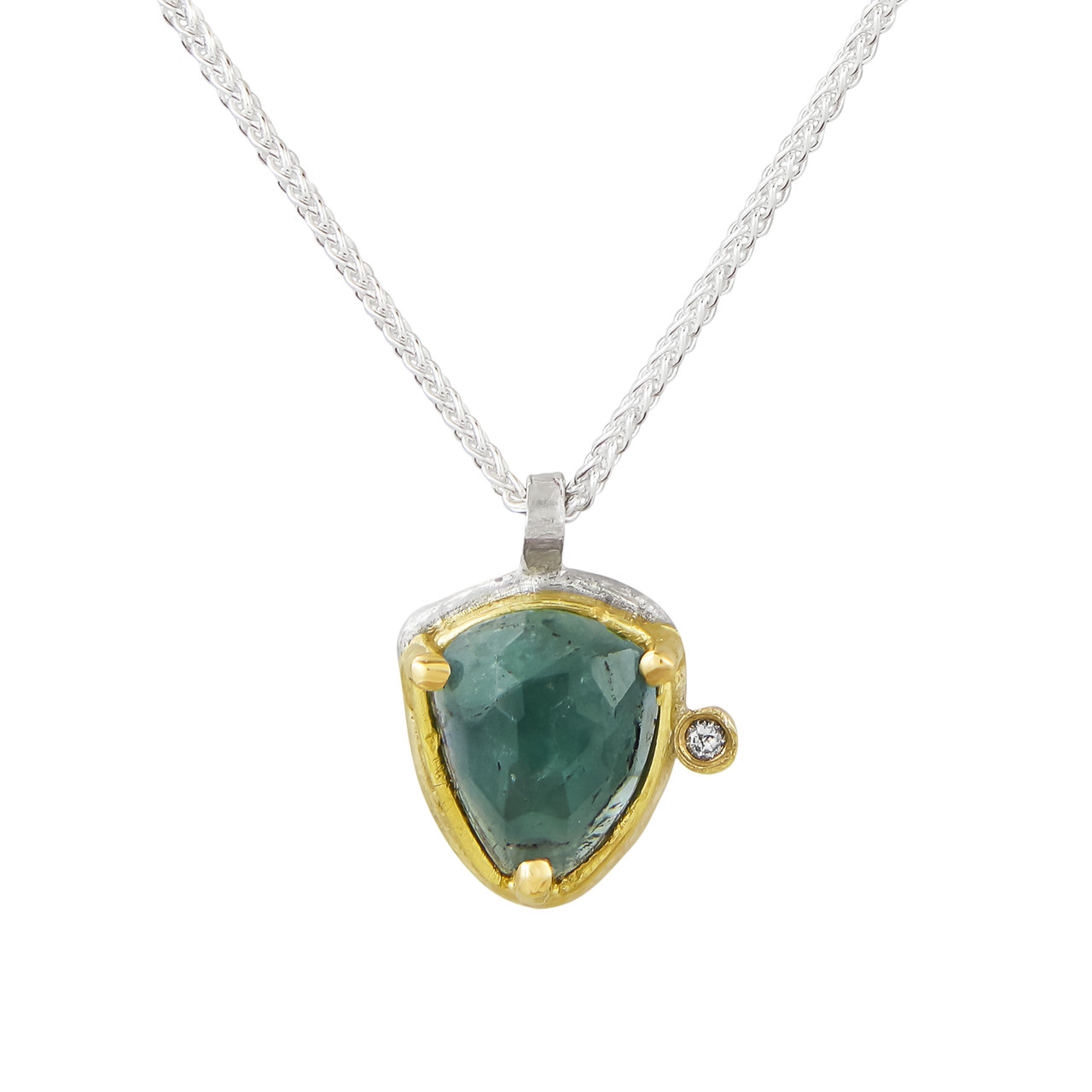 Tourmaline, Diamond, Gold & Silver Pendant, Shimara carlow, tomfoolery