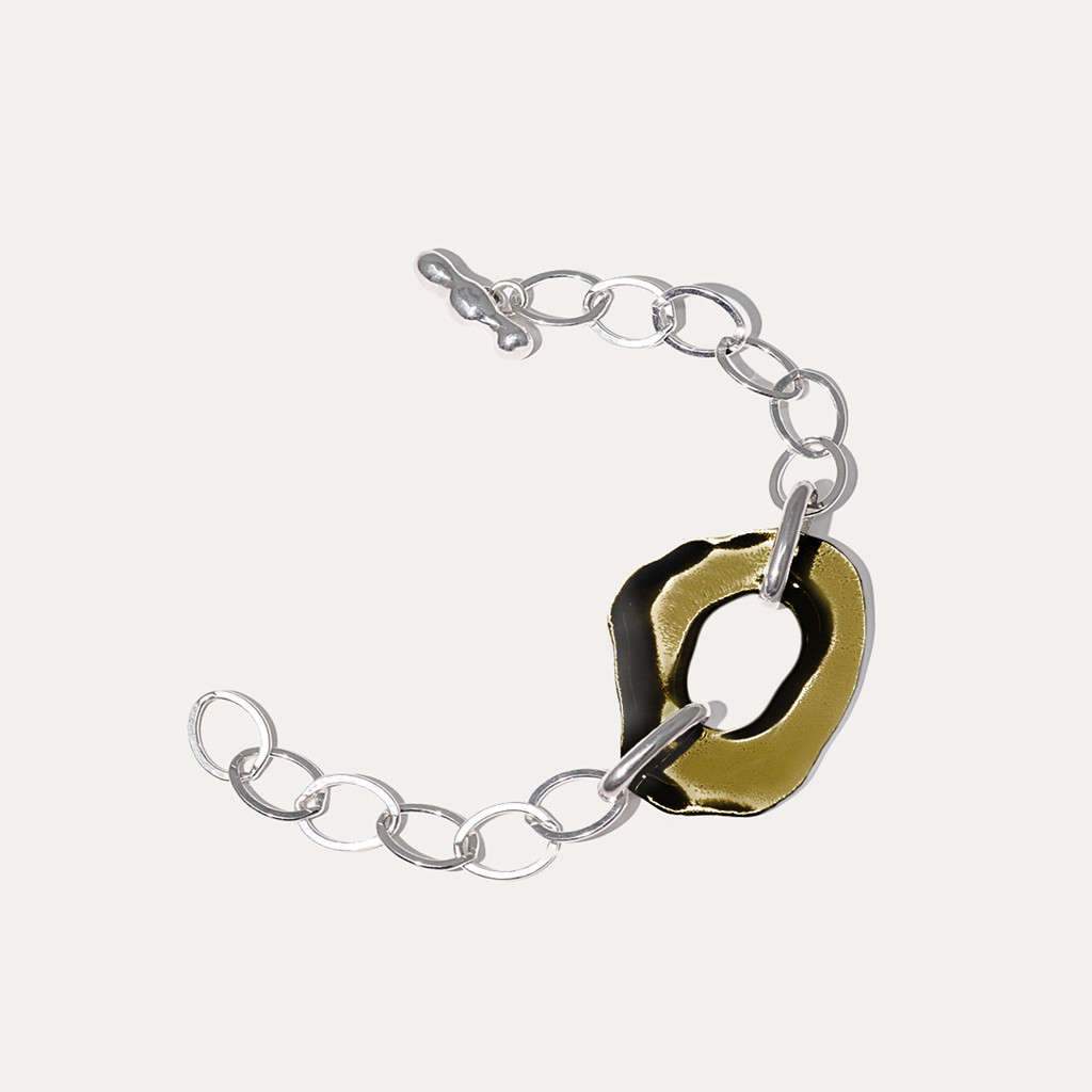 Cled,Silver & Glass High Tide Oval Chain Bracelet, Tomfoolery London