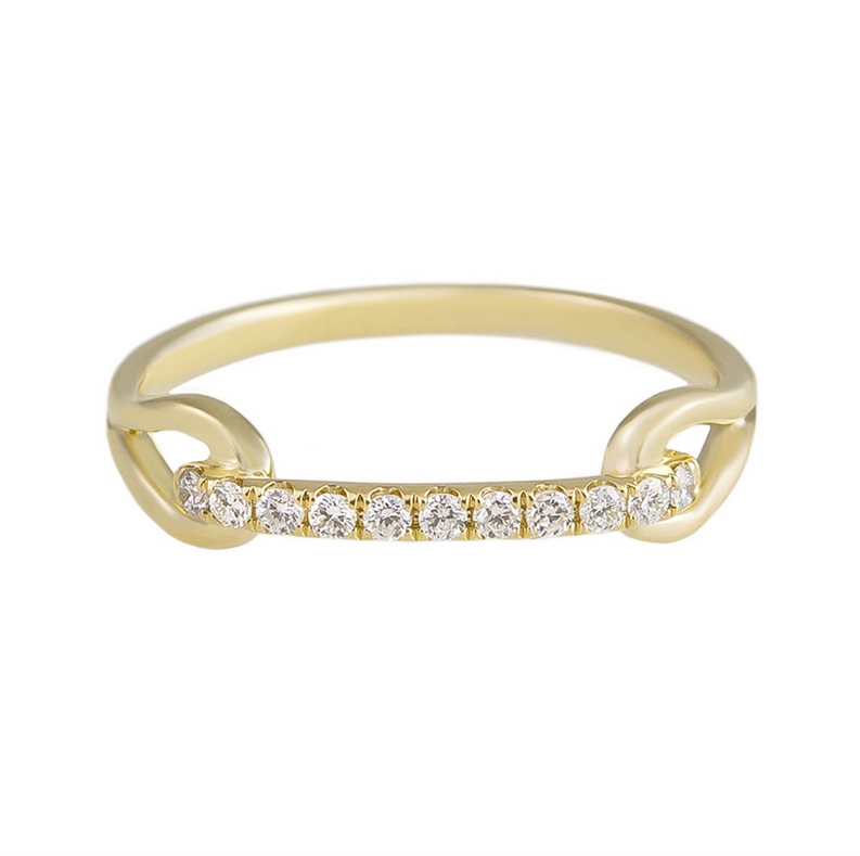 tomfoolery, 18K Yellow Gold Pave Diamond Loop Ring, tf diamonds