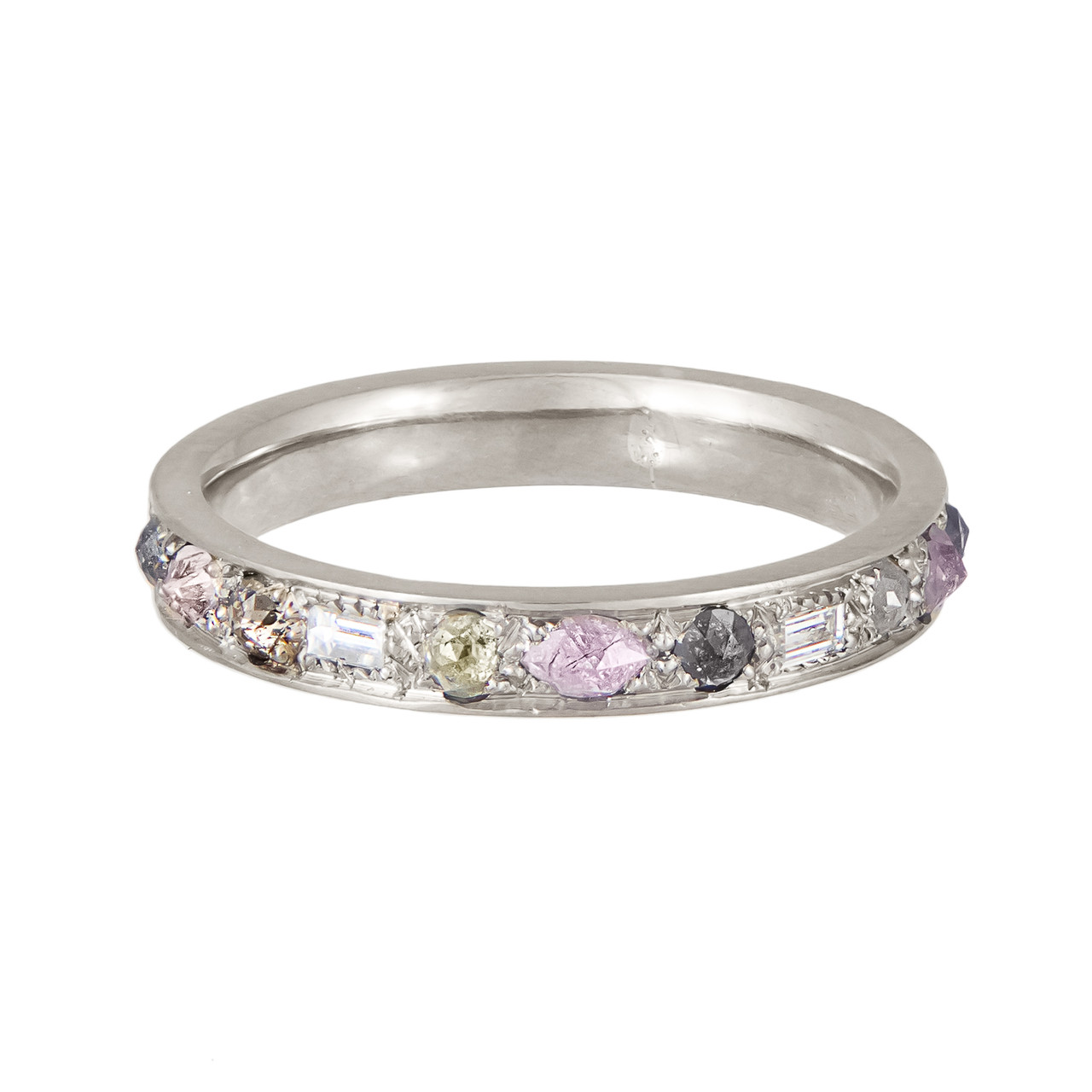 tomfoolery, 18ct White Gold Mixed Cut Puzzle Pink Diamond Eternity Ring, Muse by tomfoolery