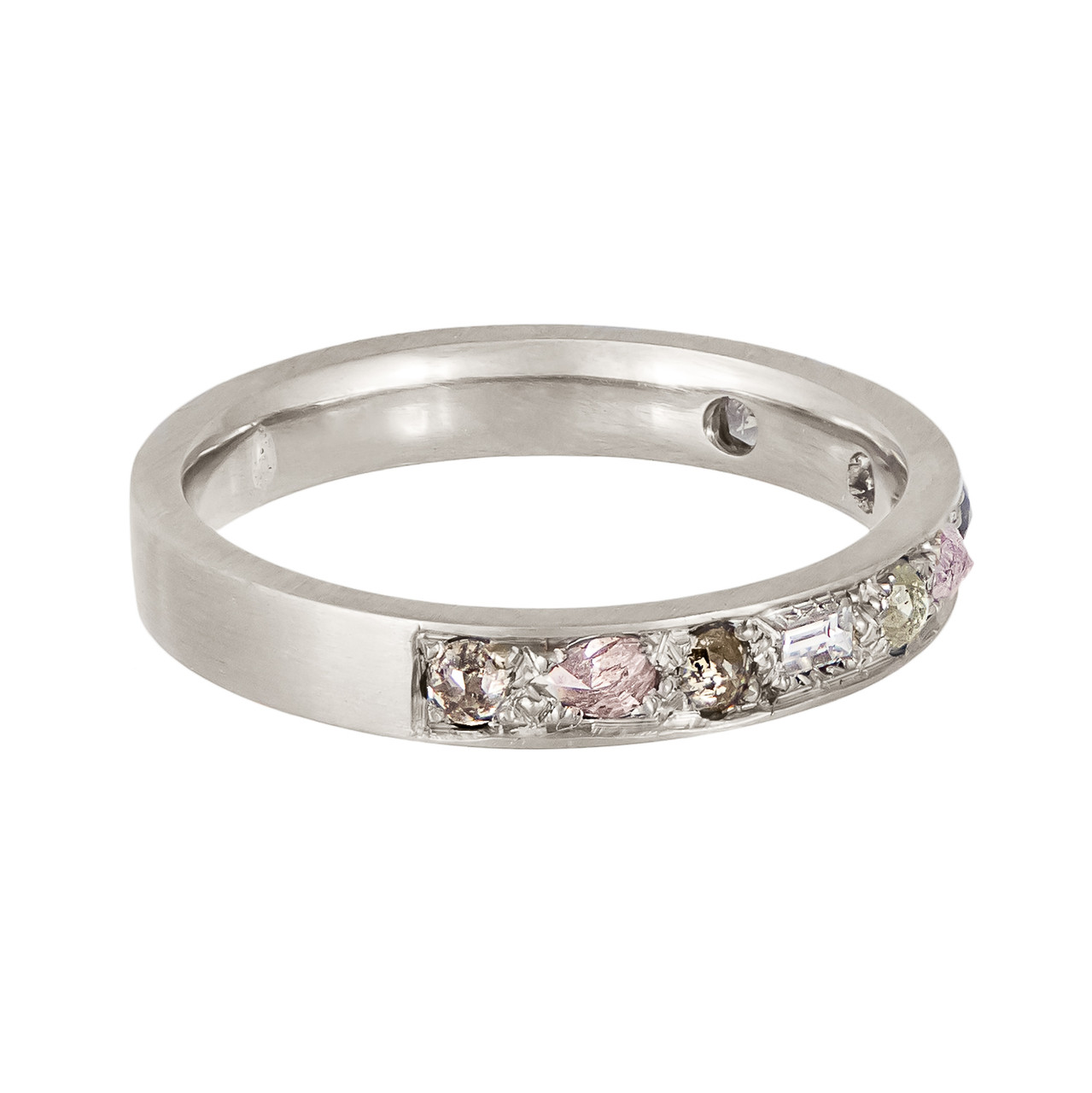 tomfoolery, 18ct White Gold Mixed Cut Puzzle Pink Diamond Eternity Ring, Muse by tomfoolery