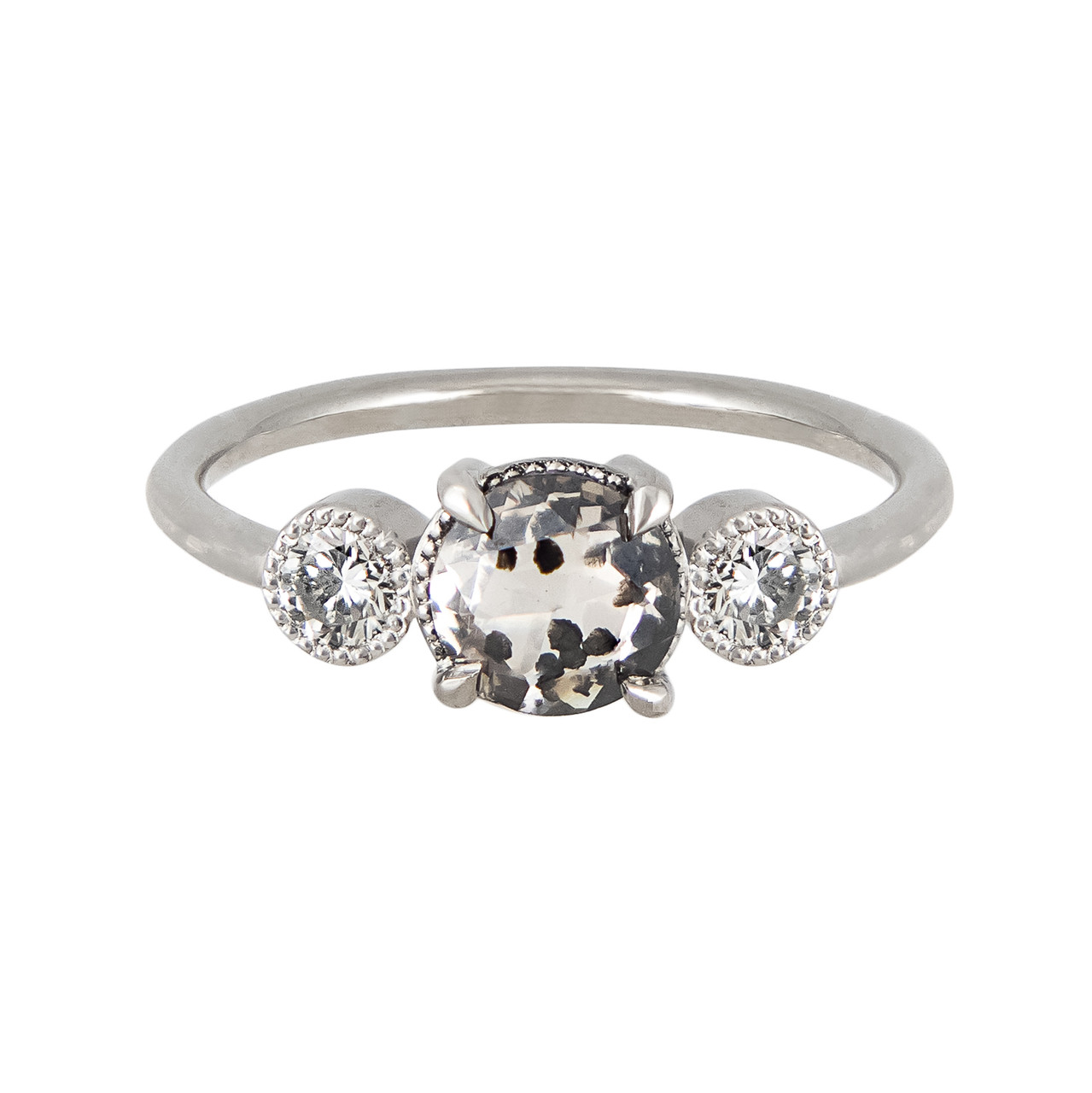 Trio White Gold Dalmatian Diamond Ring, tomfoolery, Infinite