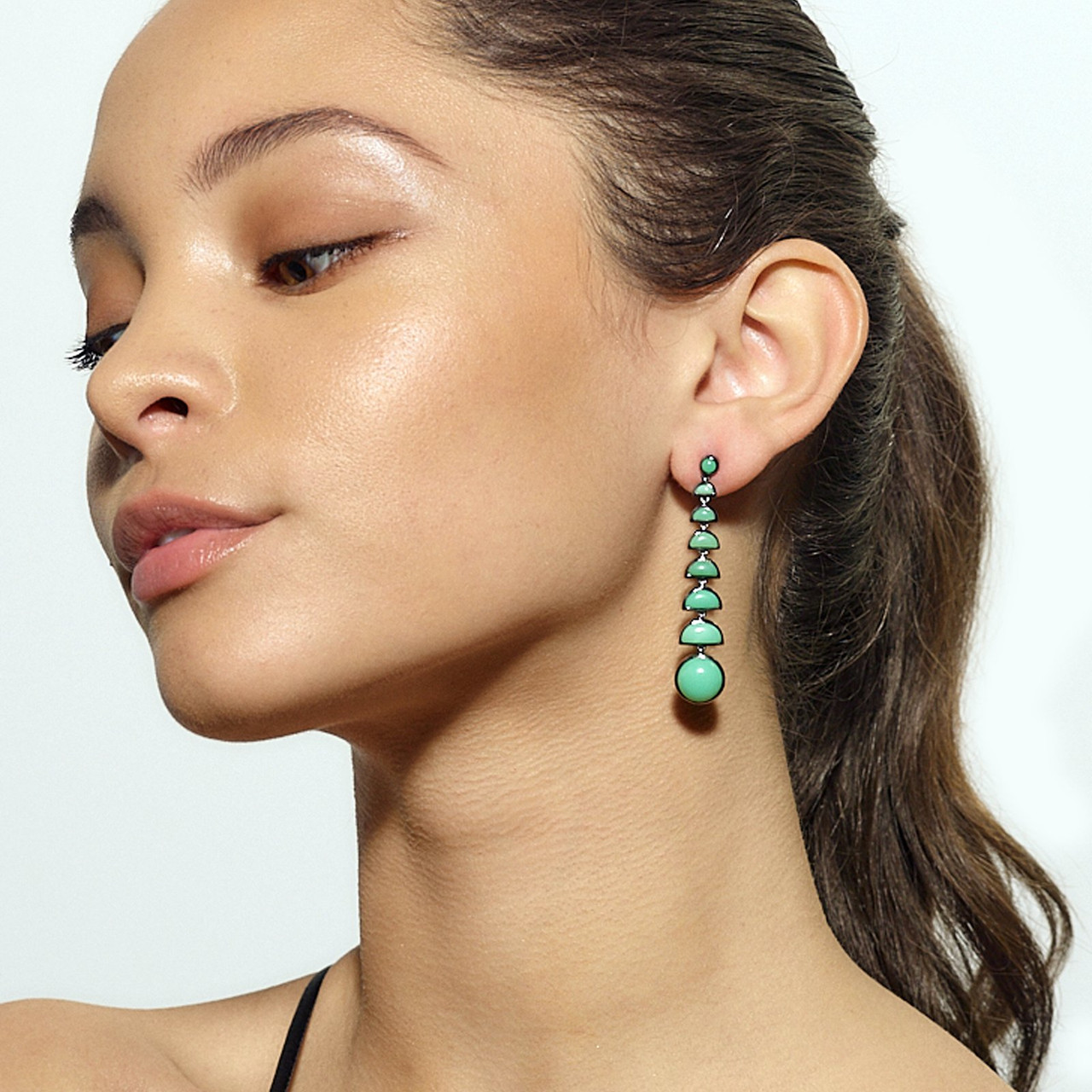 Chrysoprase Ballbearing Earrings, tomfoolery, Nak Armstrong