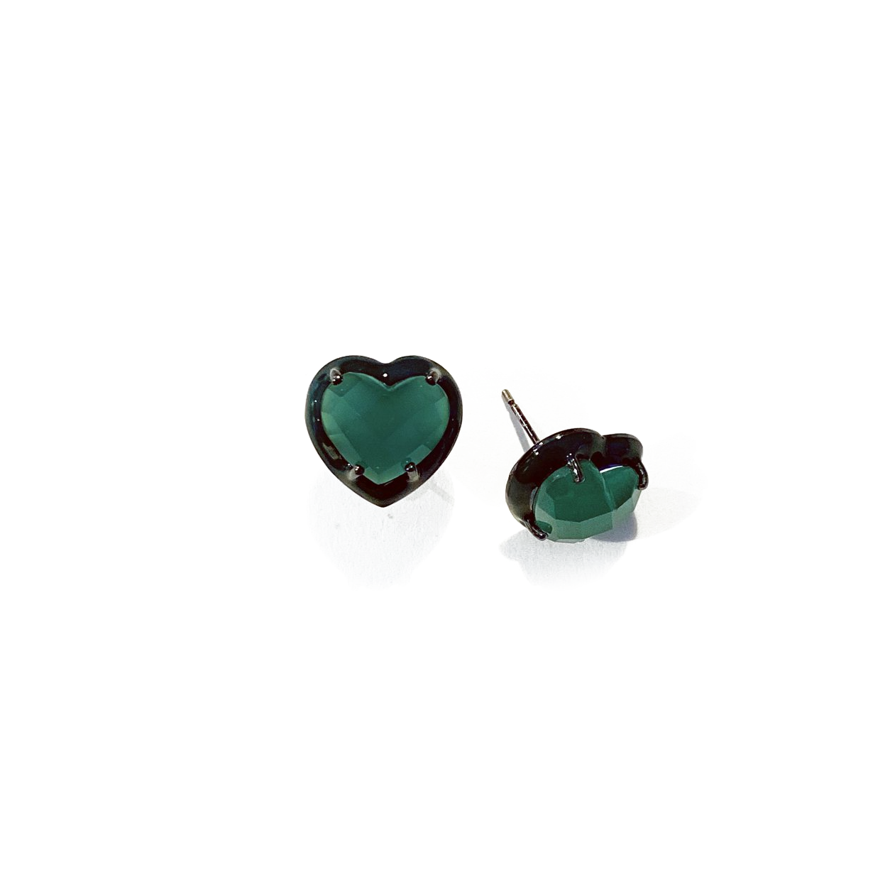 Green Onyx Mini Heart Stud Earrings,  tomfoolery, Nak Armstrong