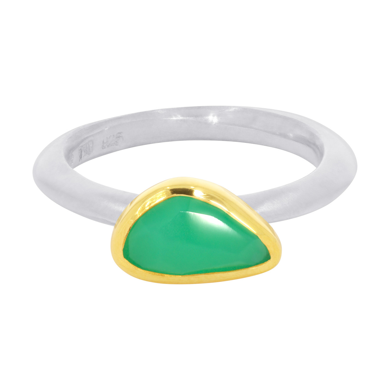 Margoni, Irregular Chrysoprase, 18ct Yellow Gold & Silver Stacking Ring, Tomfoolery