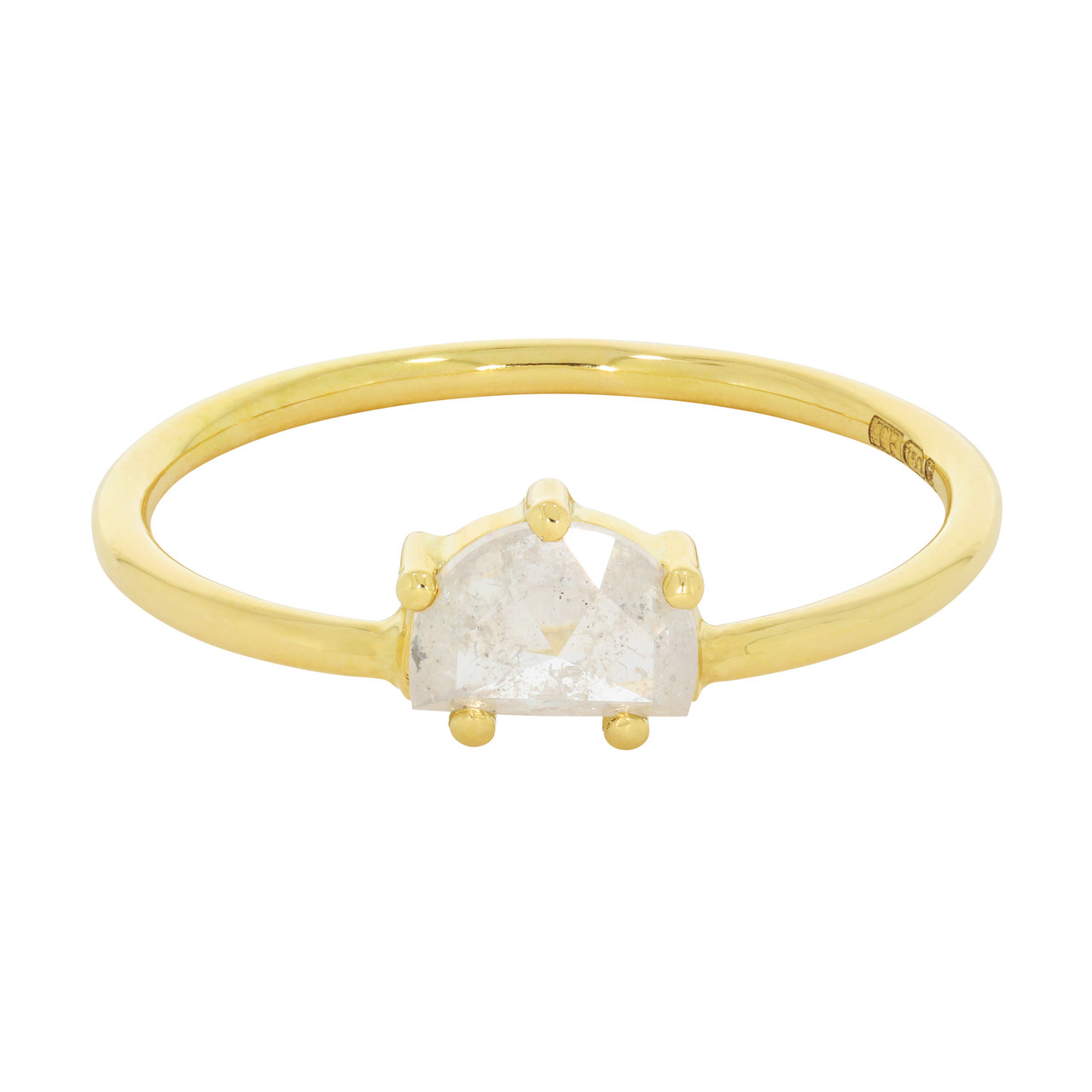 tf one by Tomfoolery, Half Moon Salt and Pepper Diamond Yellow Gold Ring, Tomfoolery London