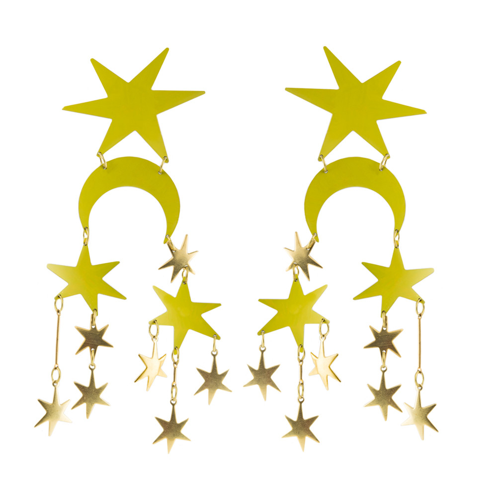 Starburst Chartreuse Drop Earrings, We Dream In Colour, Tomfoolery