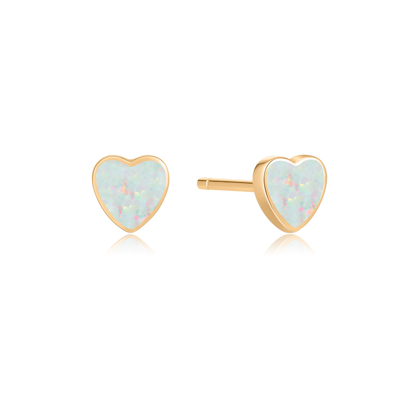 tomfoolery, Tiny Opal Heart Studs, 14ct Series