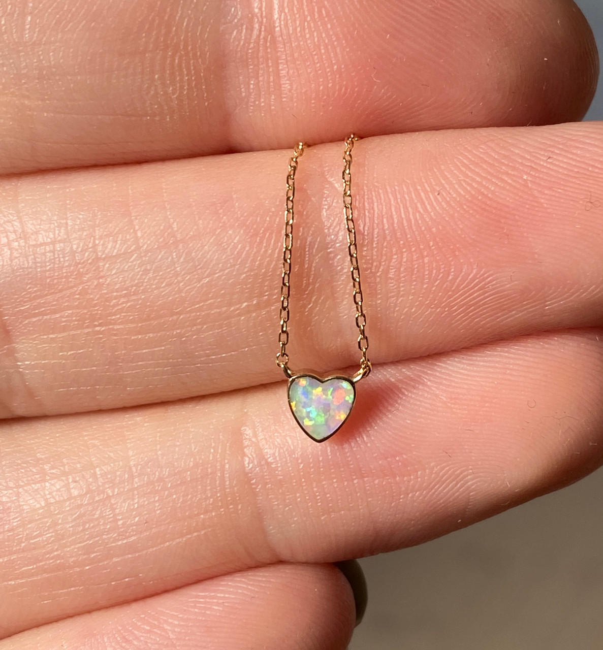 tomfoolery, Tiny Opal Heart Pendant, 14ct Series