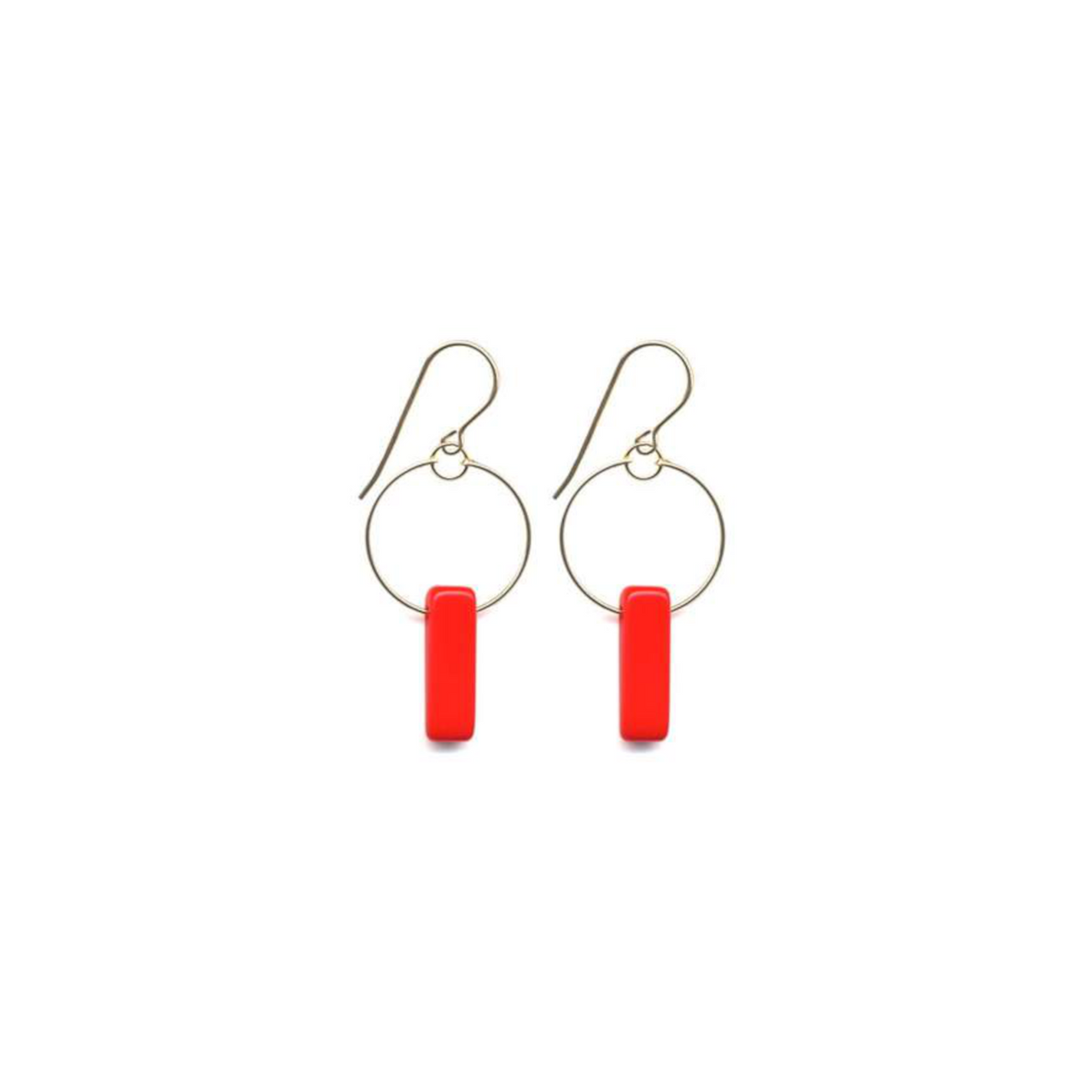 Red Bar Hoop Earrings by I. Ronni Kappos available at tomfoolery London | www.tomfoolerylondon.co.uk