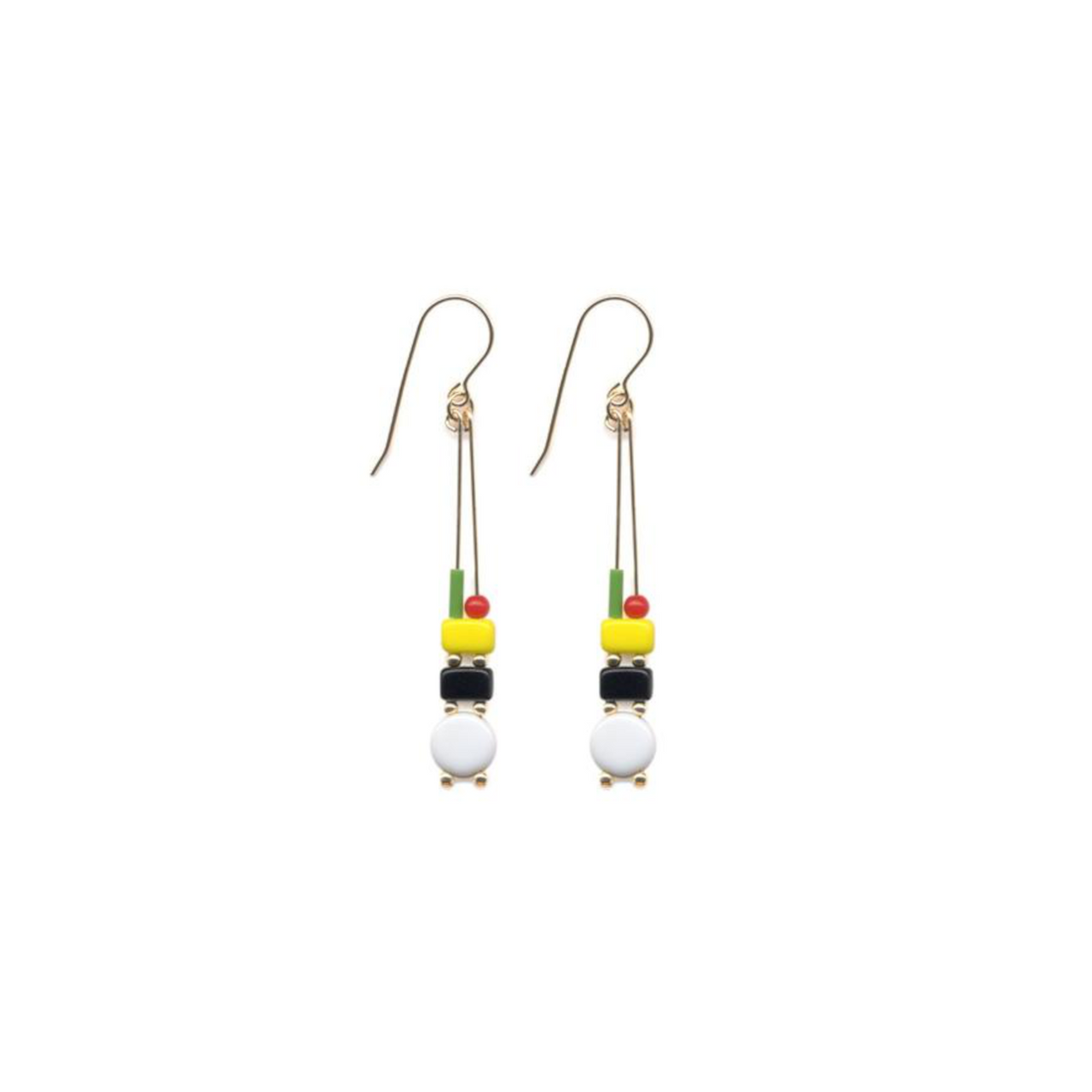 Yellow & White totem drop earrings by I. Ronni Kappos available at tomfoolery London | www.tomfoolerylondon.co.uk