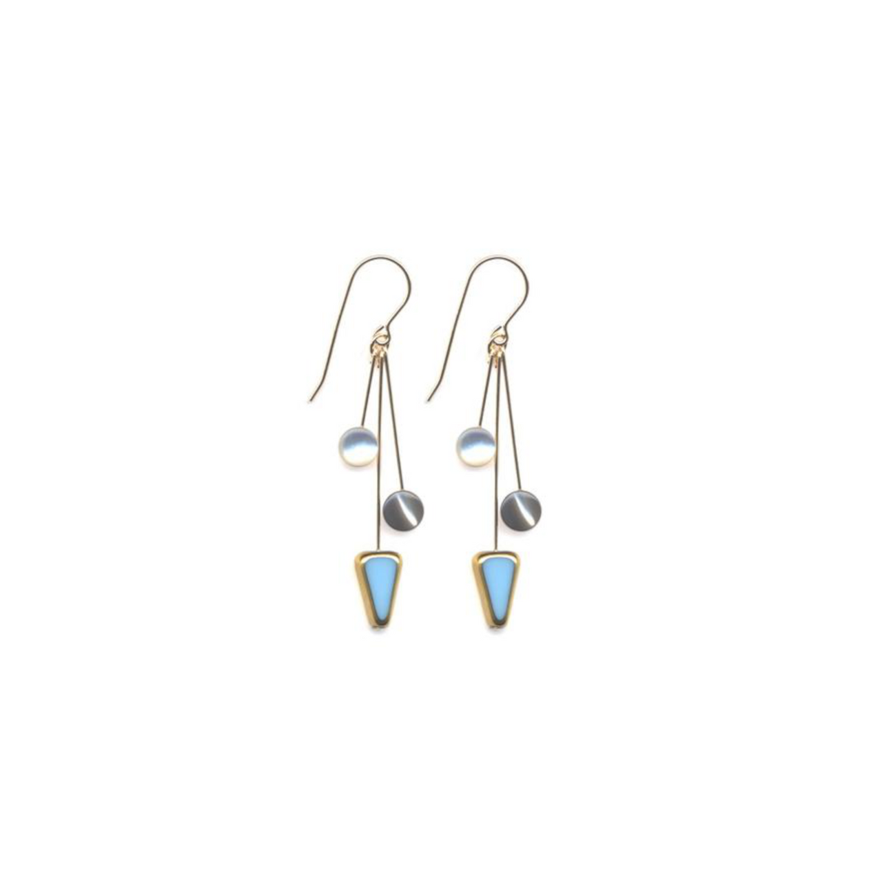 Blue arrow cluster with mother of pearl drop earrings by I. Ronni Kappos available at tomfoolery London | www.tomfoolerylondon.co.uk