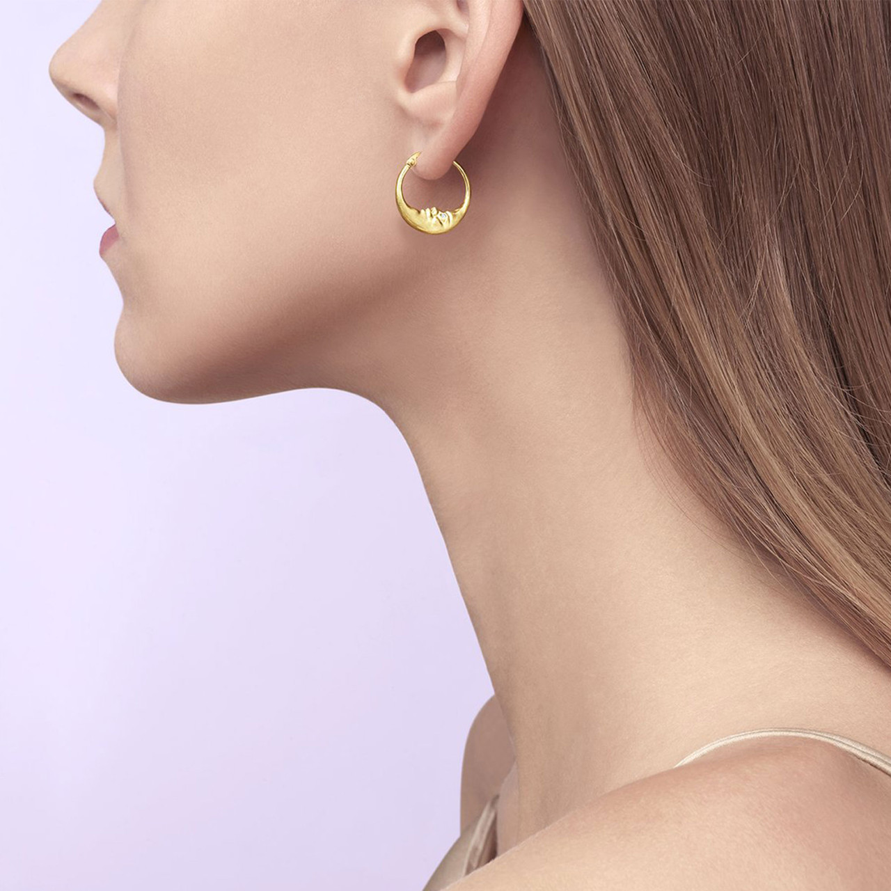 Small Crescent Moon Hoop Earrings, Anthony Lent, tomfoolery London