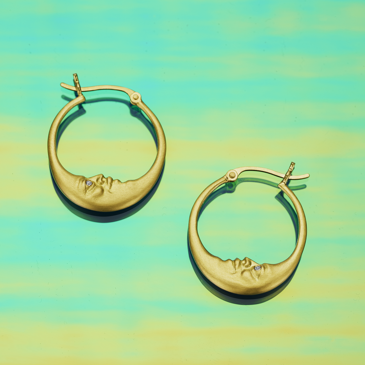 Small Crescent Moon Hoop Earrings, Anthony Lent, tomfoolery London