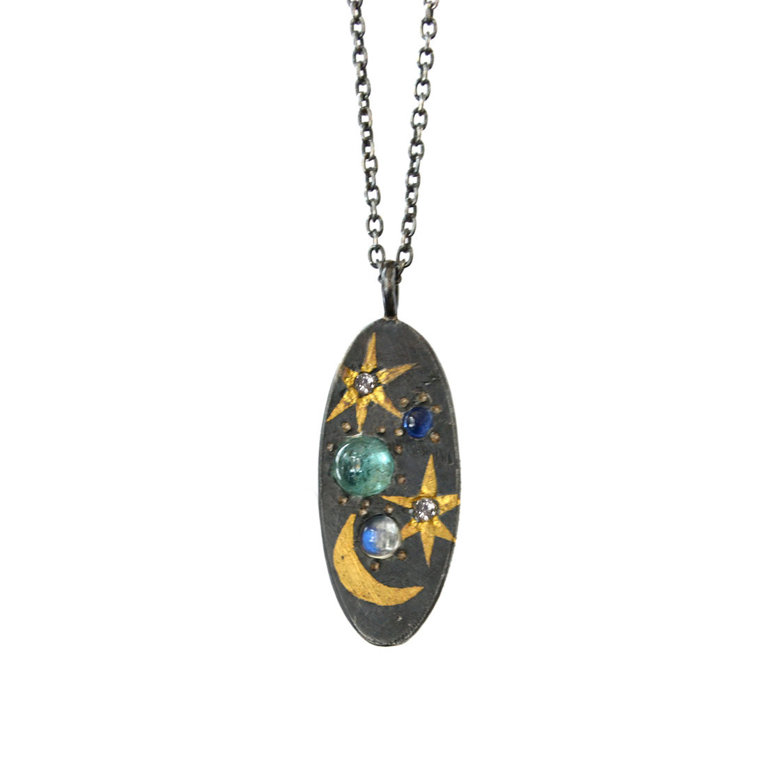 Oval scapescape coin pendant by Acanthus available to shop online at tomfoolery London | www.tomfoolerylondon.co.uk