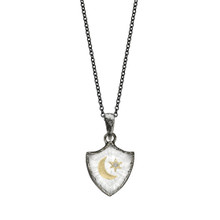 Crescent Star small shield amulet necklace - Tomfoolery London