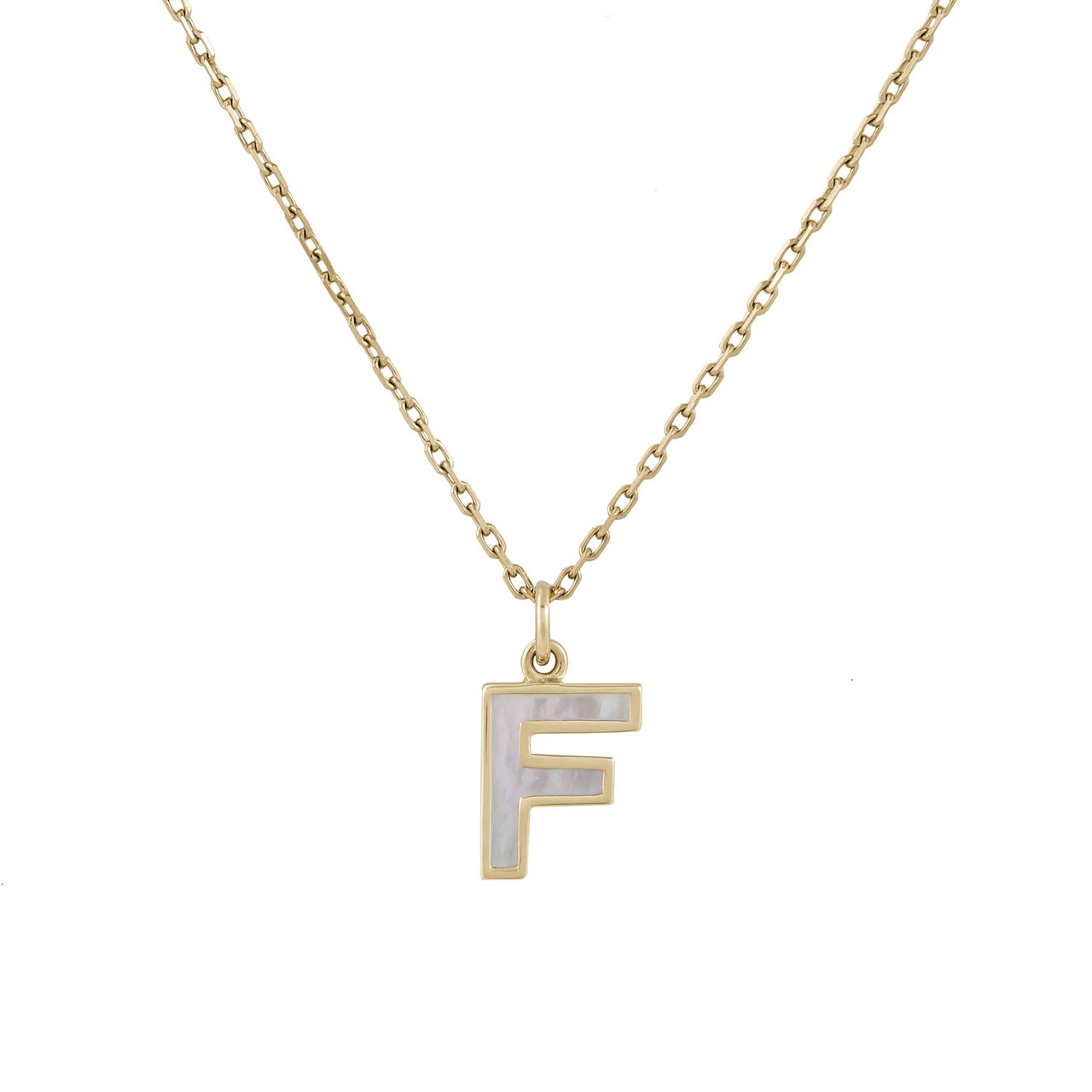 Gold Mother of Pearl Initial Necklace - C ⋆ Amanda Blu and Company