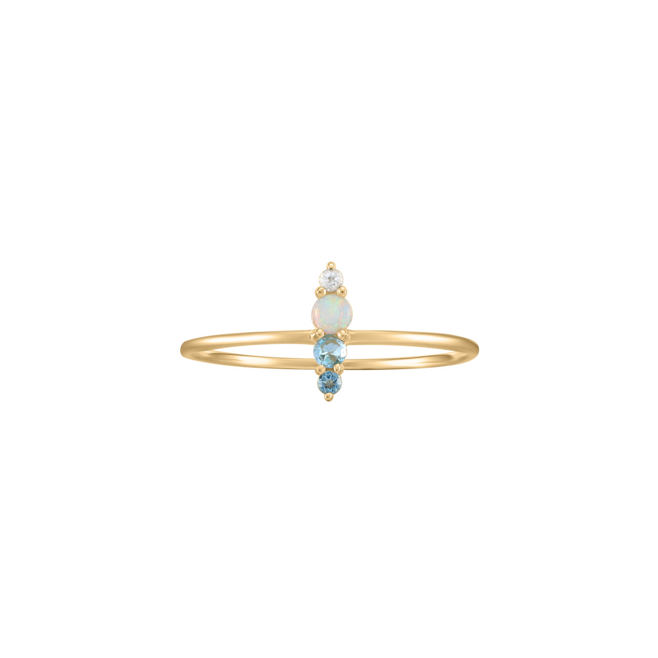 Tiny Dot Topaz & Opal Ring by tomfoolery london 14ct series available to shop online at www.tomfoolerylondon.co.uk