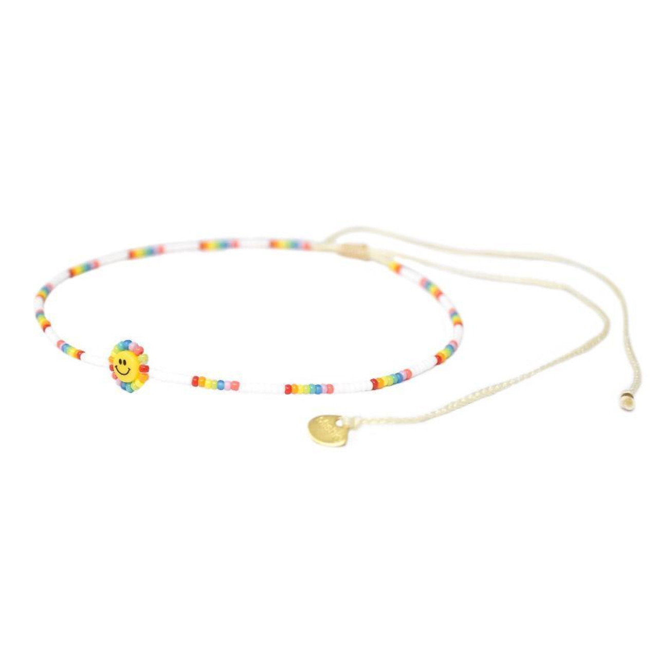 Happy Rainbow Friendship Bracelet by Mishky available to shop online at tomfoolery London