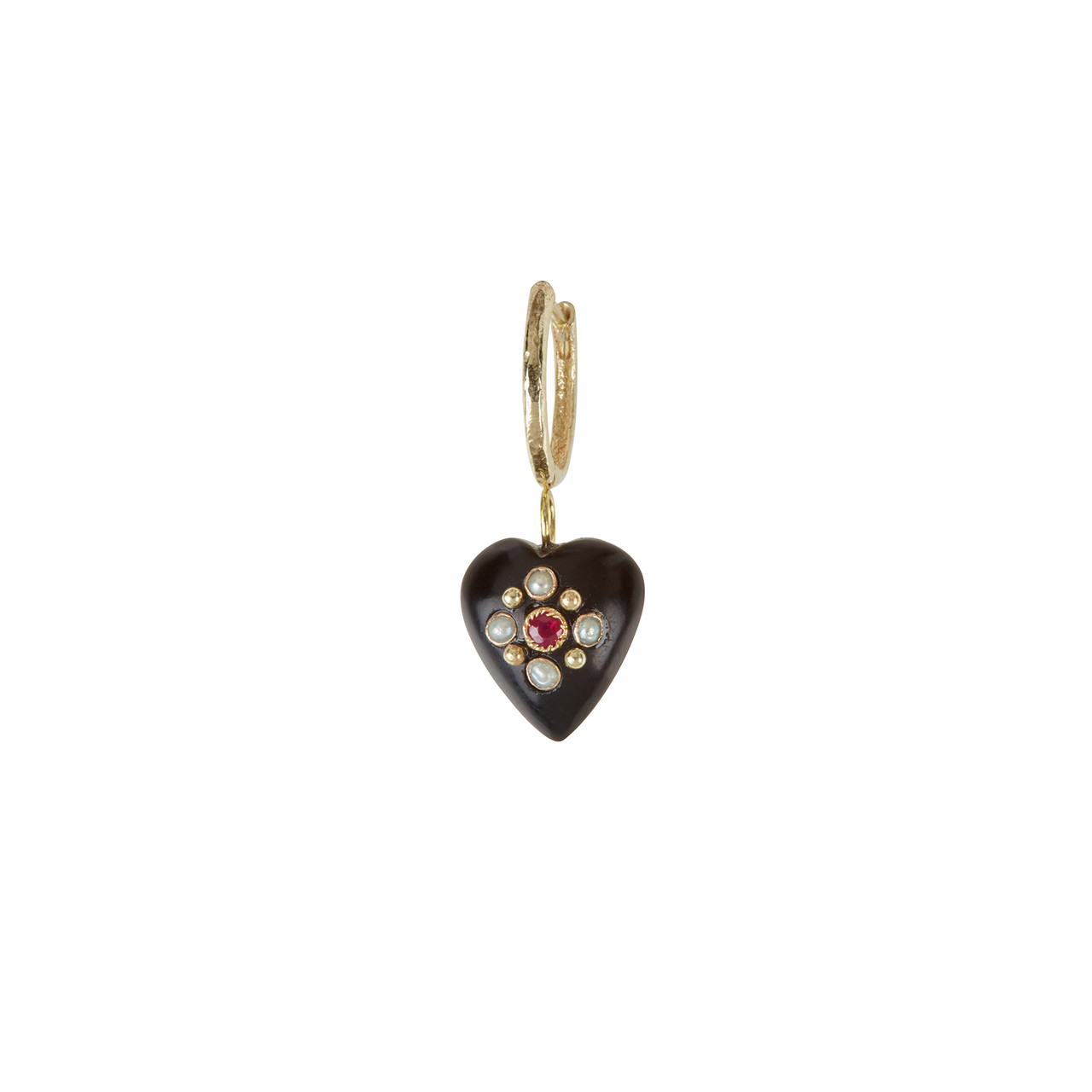 Single Heart Hoop Earring by 5 Octobre available to shop online at tomfoolery London.