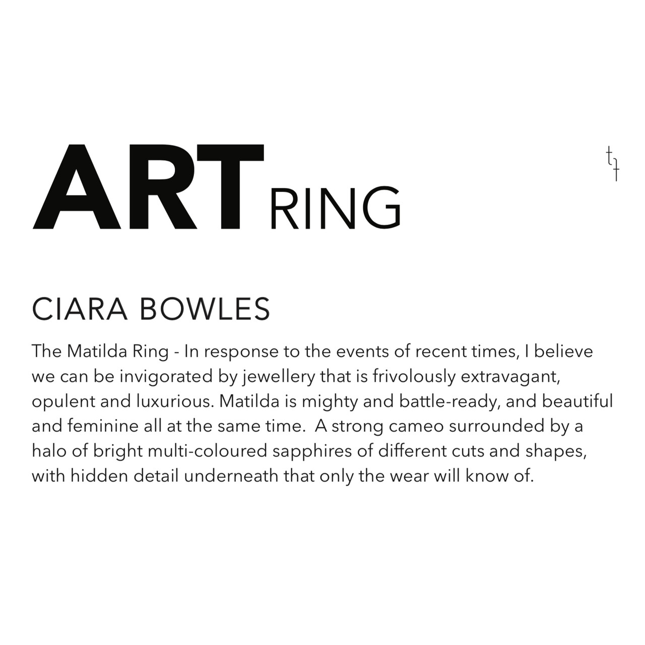 Matilda Art Ring by Ciara Bowles available at tomfoolery London as a part of Art Ring 2021 exhibition.