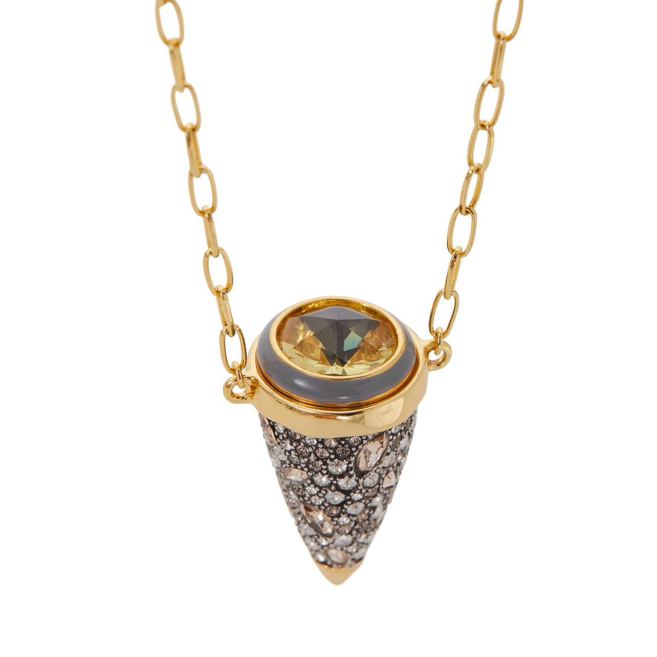 Solanales Crystal Pendulum Pendant Necklace - Champagne by Alexis Bittar available at tomfoolery london