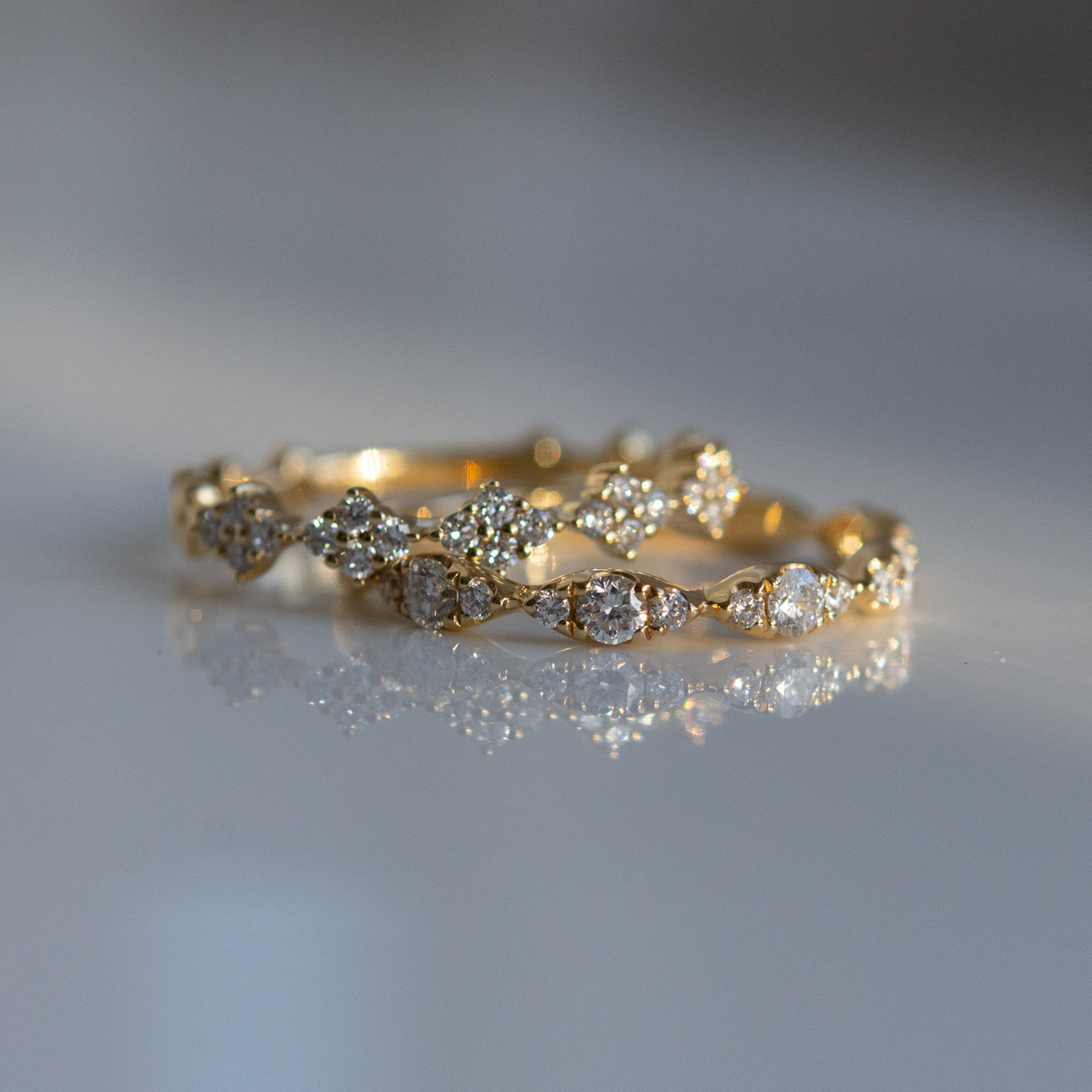 Floral Diamond Half Eternity Ring by tf Diamonds - available at tomfoolery london