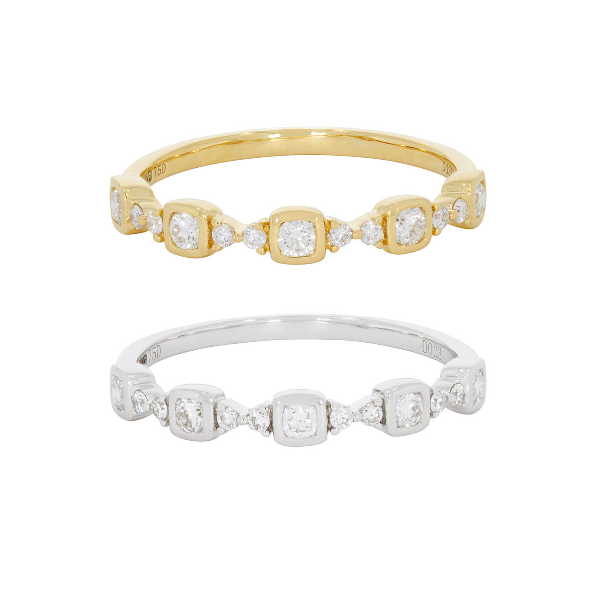 Square Diamond Half Eternity Ring by tf Diamonds - available at tomfoolery london