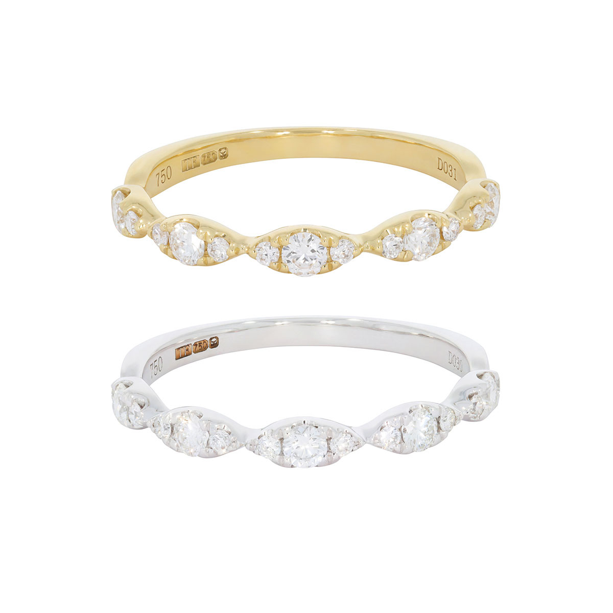 Marquise Diamond Half Eternity Ring by tf Diamonds - available at tomfoolery london