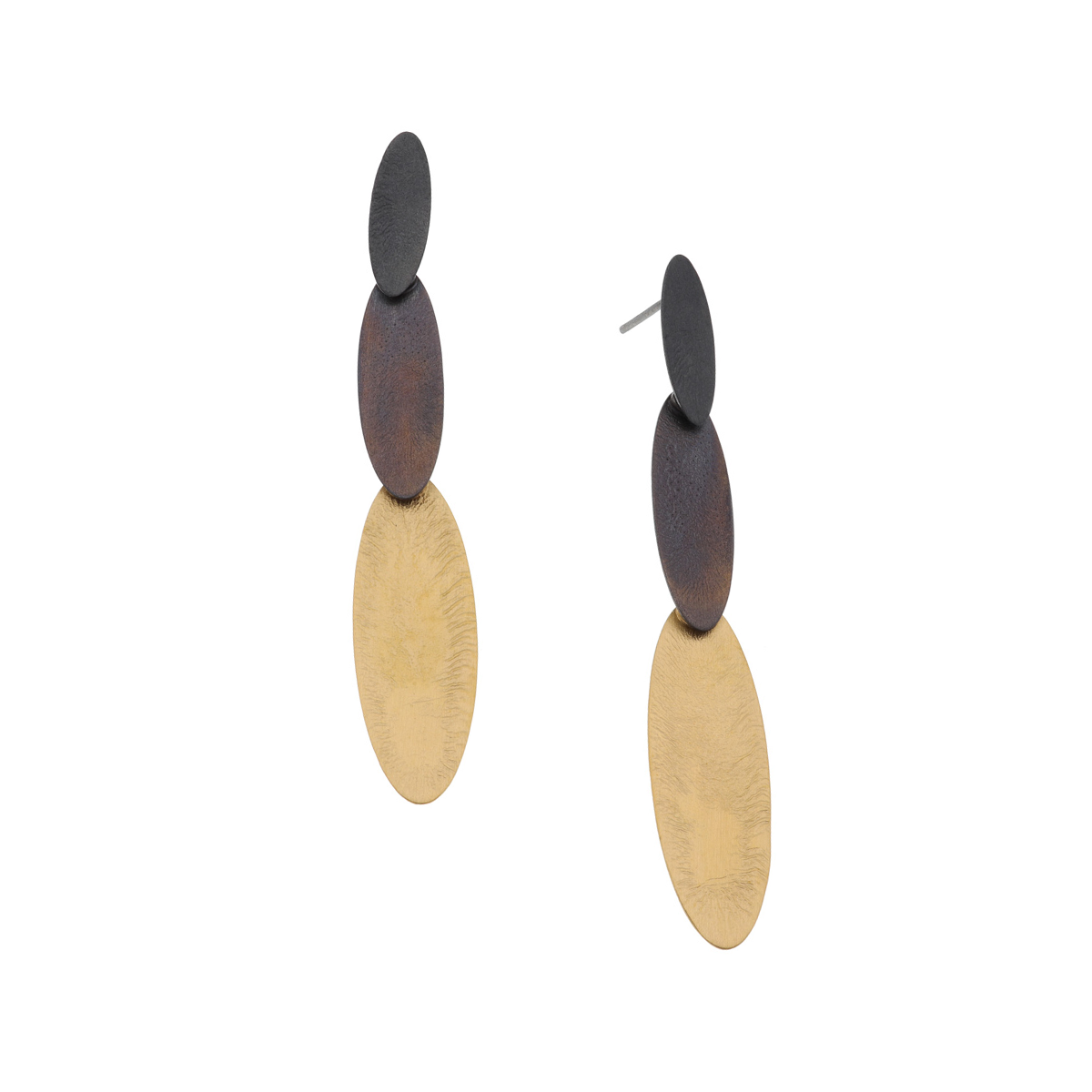 Baguettes Trio Drop Earrings by Deco Echo available at tomfoolery London.