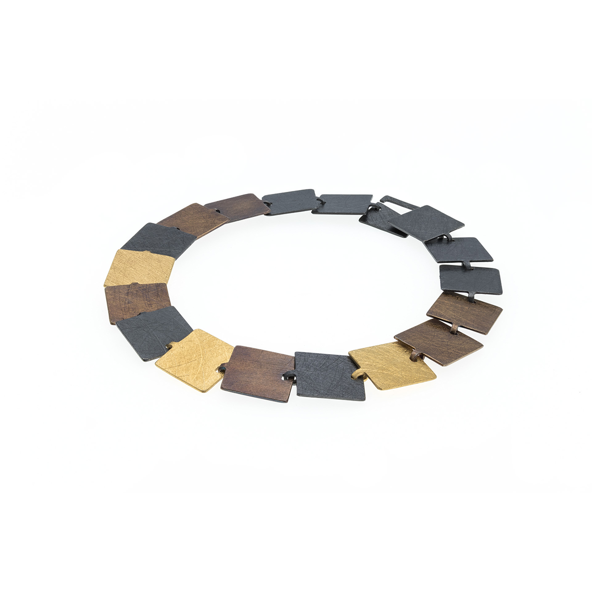 Milimetre Gold Plated & Oxidised Silver Link Bracelet by Deco Echo available at tomfoolery London.