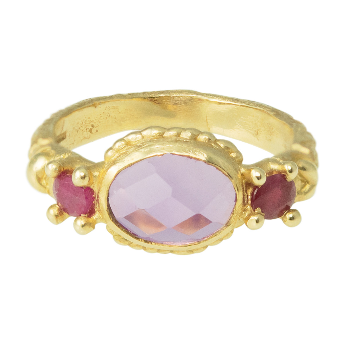 OOAK Amethyst & Ruby Trilogy Ring in 9ct Gold by Ciara Bowles available at tomfoolery London | www.tomfoolerylondon.co.uk