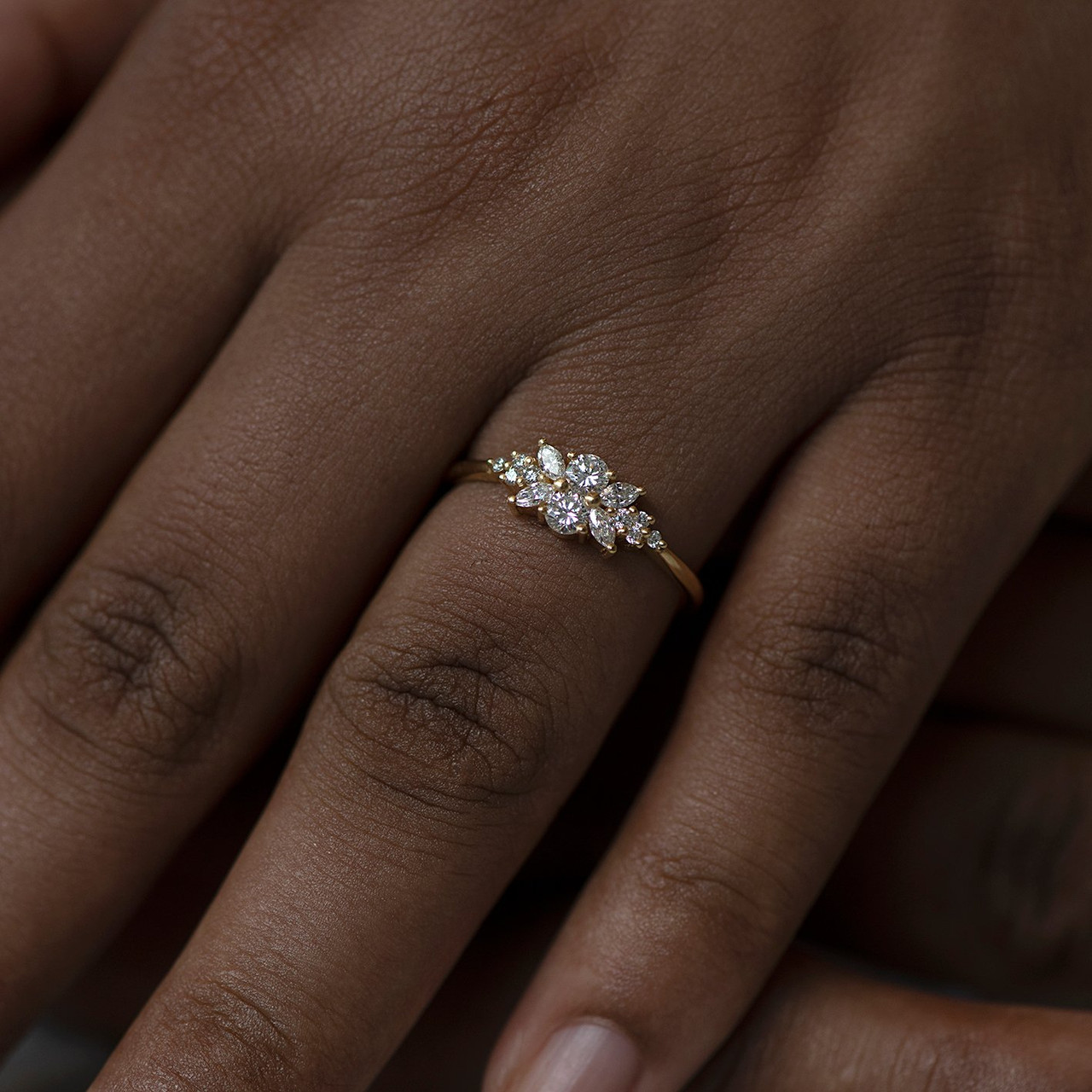 Small Flora Diamond Ring in 18ct yellow gold by Artemer available at tomfoolery london