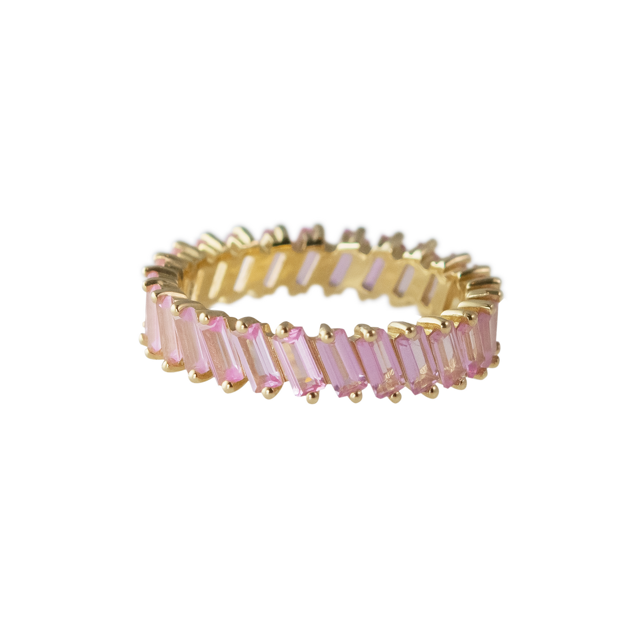 Baby Pink Spinell Eternity Ring by tomfoolery london 14ct series available to shop online at www.tomfoolerylondon.co.uk